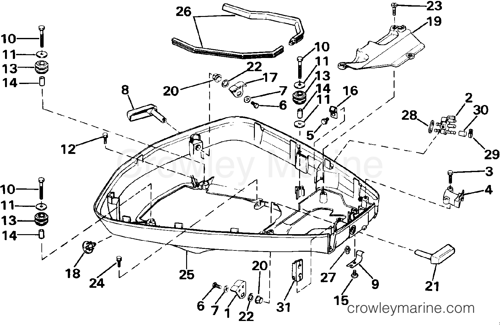 1987 Outboard 90 - J90MLCUR - LOWER ENGINE COVER