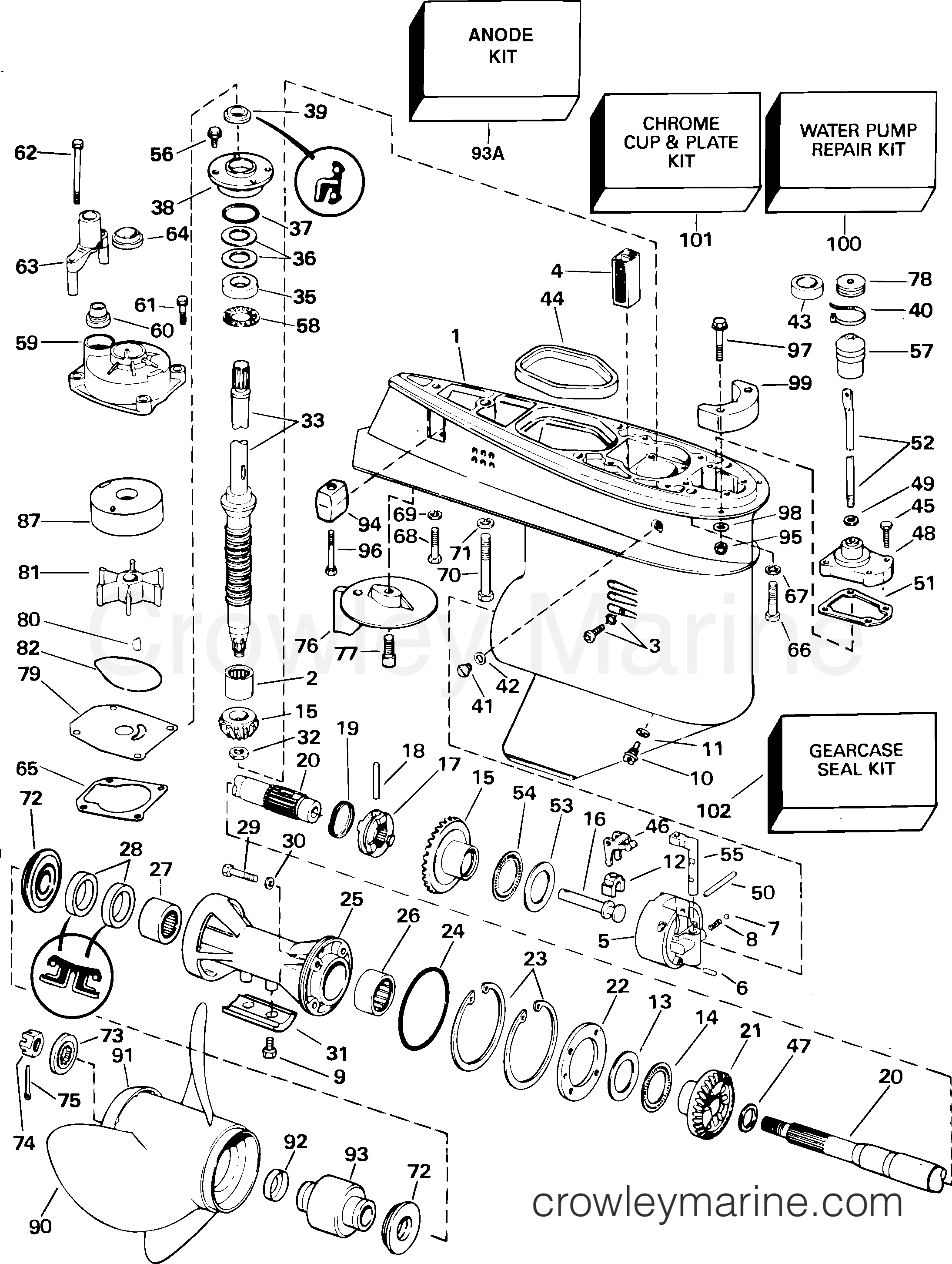 2003 Outboard 55 COMMERCIAL - J55WRLSTM - GEARCASE