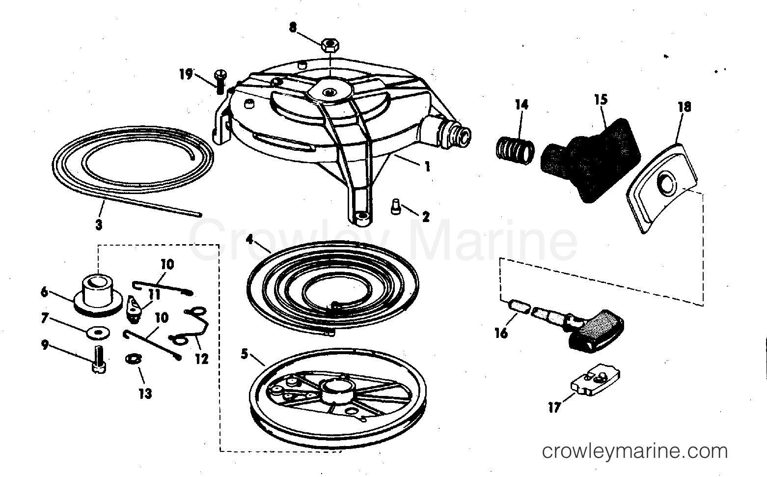 1976 Outboard 25 - 25E76E - REWIND STARTER