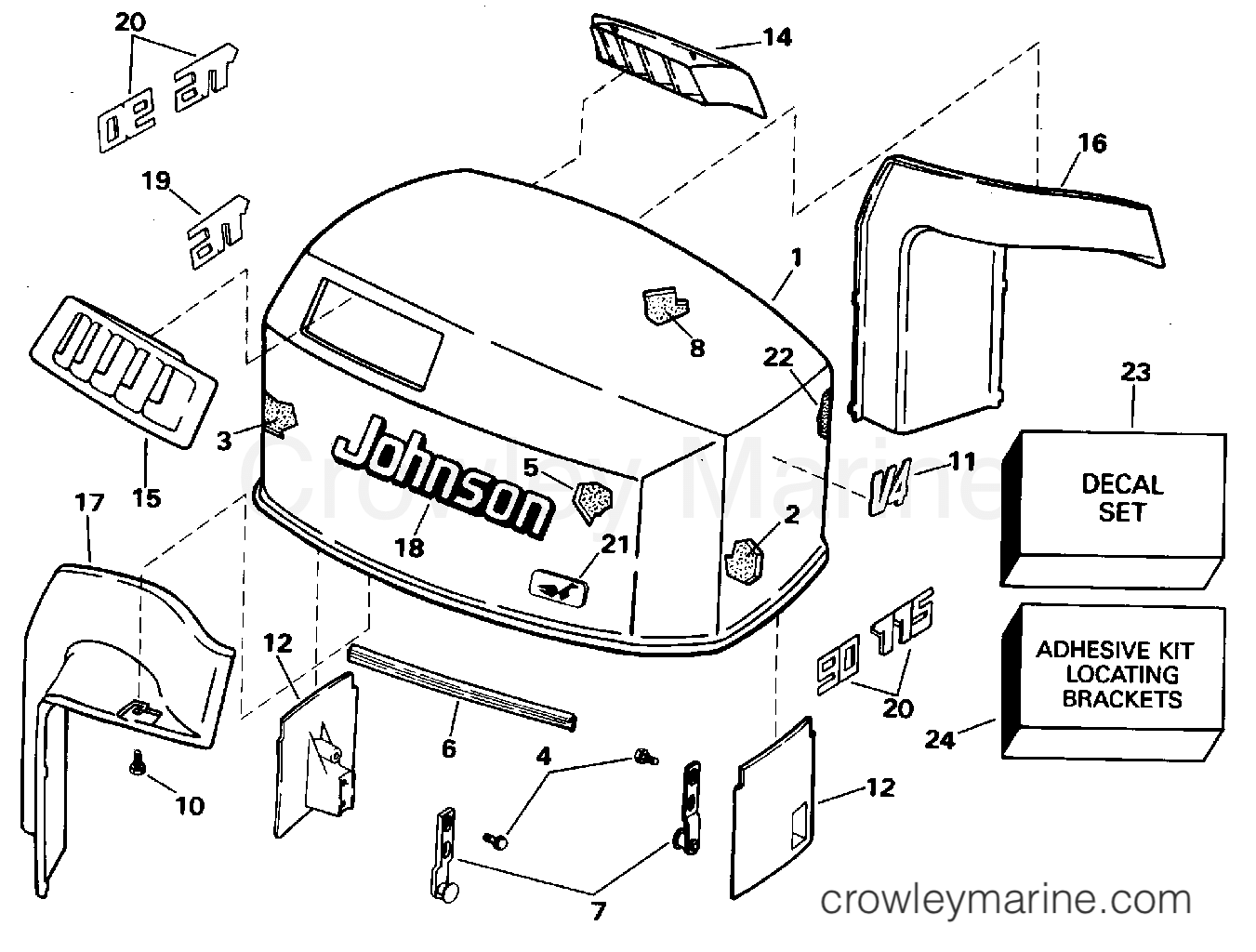 1995 Outboard 90 - J90EXEOC - ENGINE COVER - JOHNSON