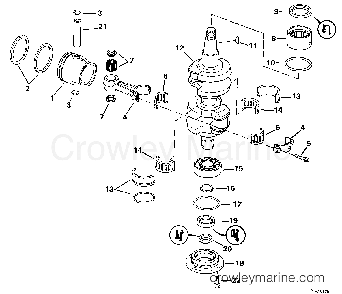 1995 Outboard 40 - E40TLEOD - CRANKSHAFT & PISTON