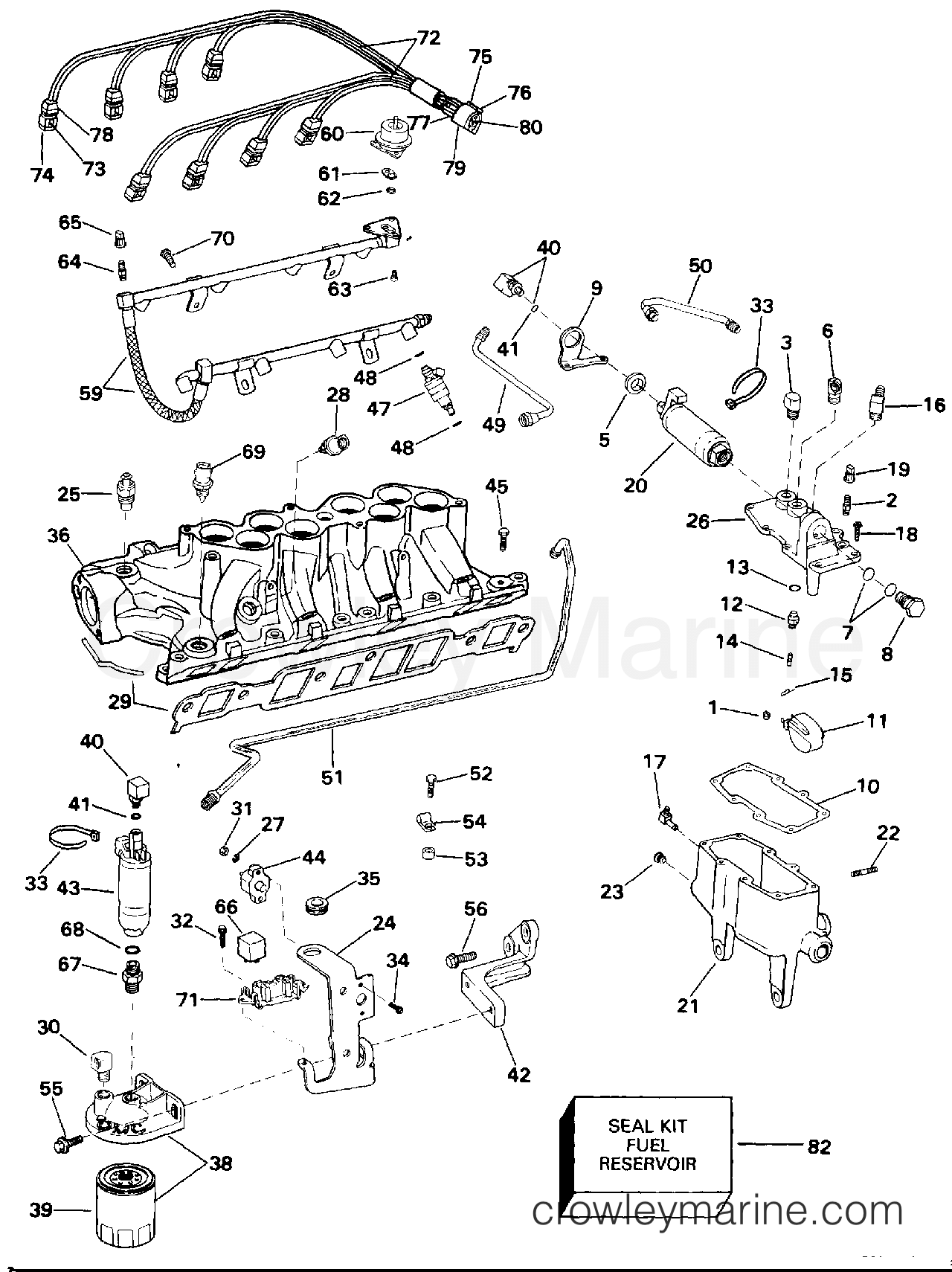 1994 OMC Stern Drive 5.8 - 58FAGPMDM - FUEL SYSTEM & LOWER INTAKE MANIFOLD