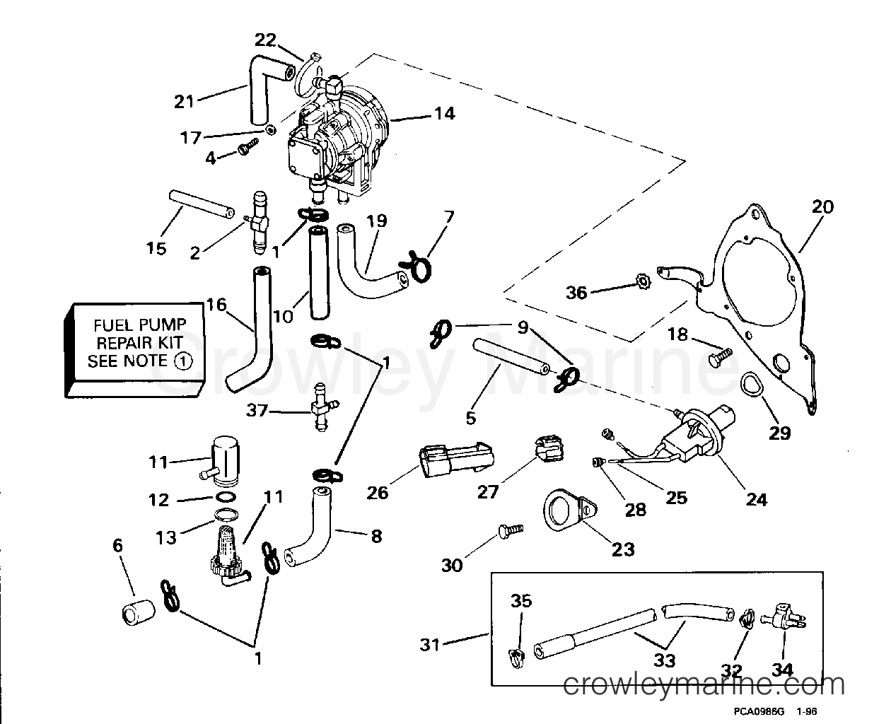 1996 Outboard 200 - SJ200WTPLA - FUEL PUMP