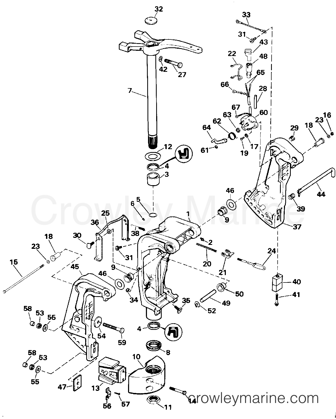 1992 Outboard 85 - J85TTLEND - MIDSECTION