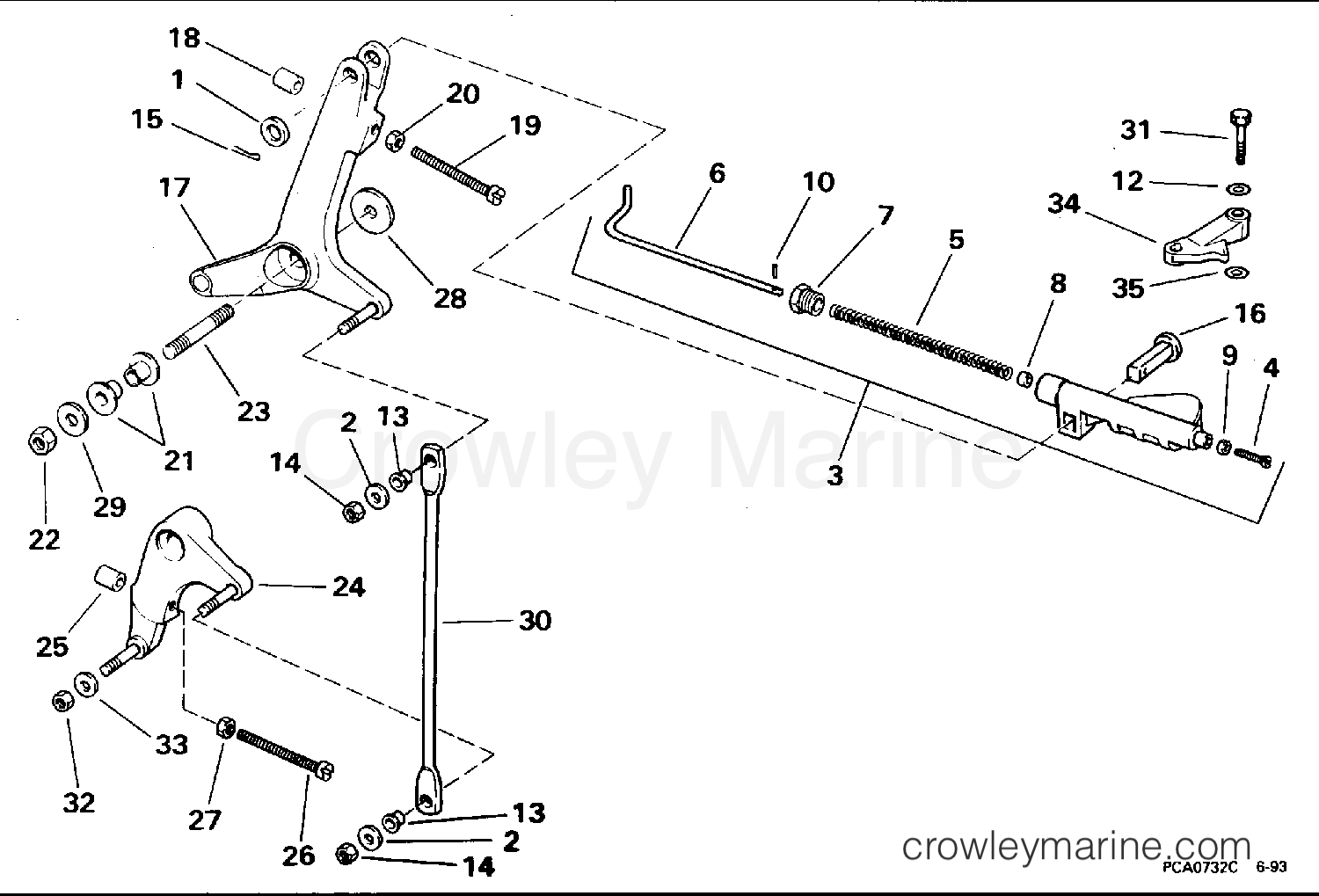 1995 Outboard 250 - J250TXEOR - THROTTLE LINKAGE