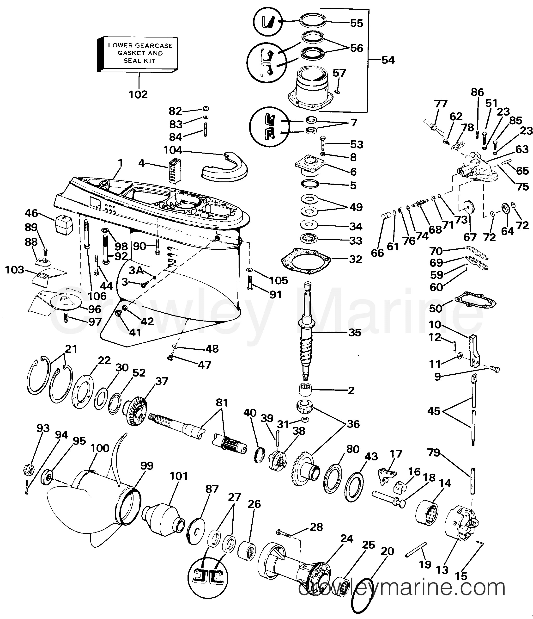 1985 Stern Drive 4.3 - 434FTMRCOM - LOWER GEARCASE GROUP