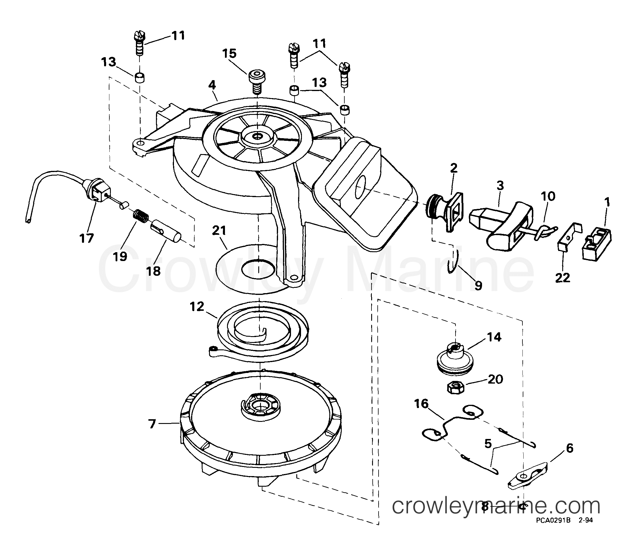 1999 Outboard 8 - J8WREES - REWIND STARTER