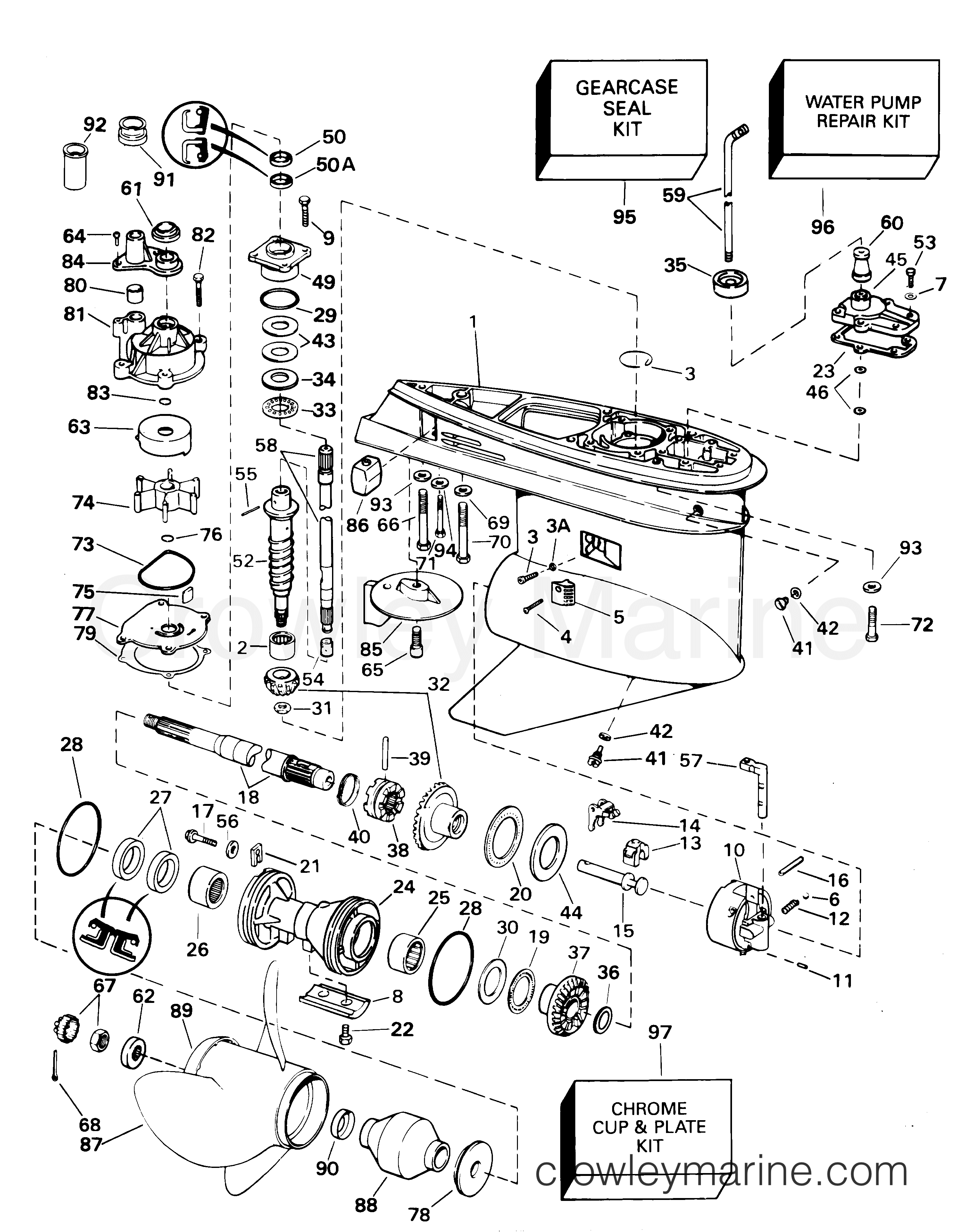 2001 Outboard 100 - J100WPLSIF - GEARCASE