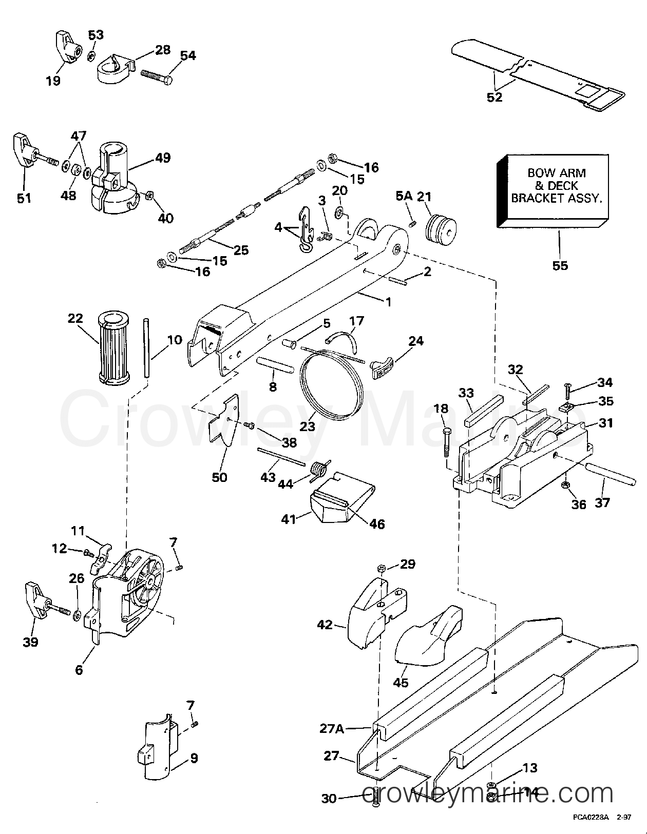 1998 Electric Trolling Motor 24 Volt - BF4PP - BOW ARM & DECK BRACKET GROUP