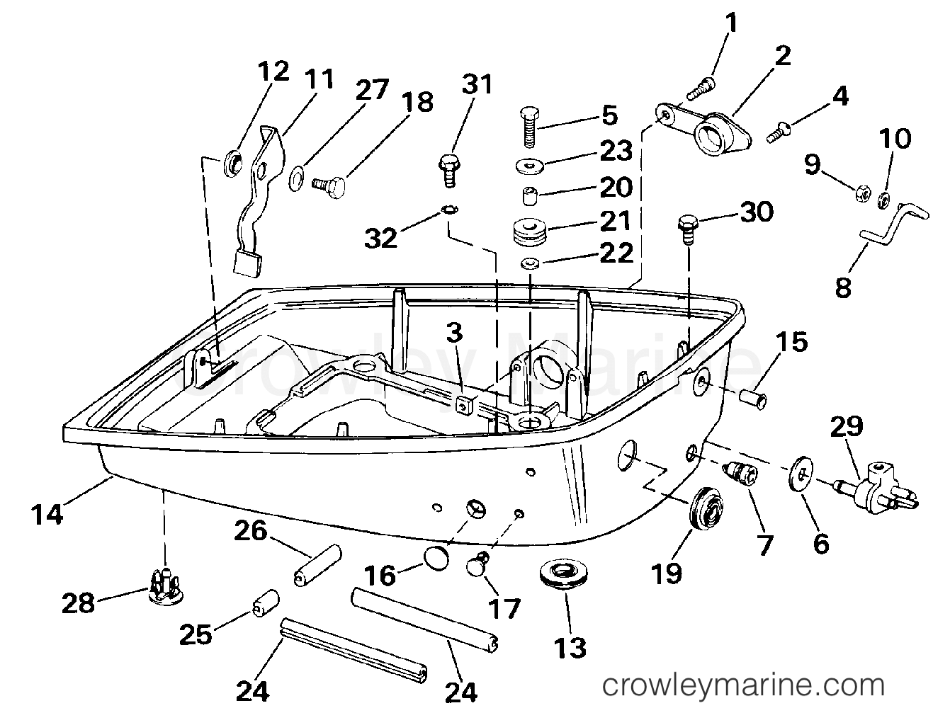 1987 Outboard 8 - E8SRLCUD - LOWER ENGINE COVER