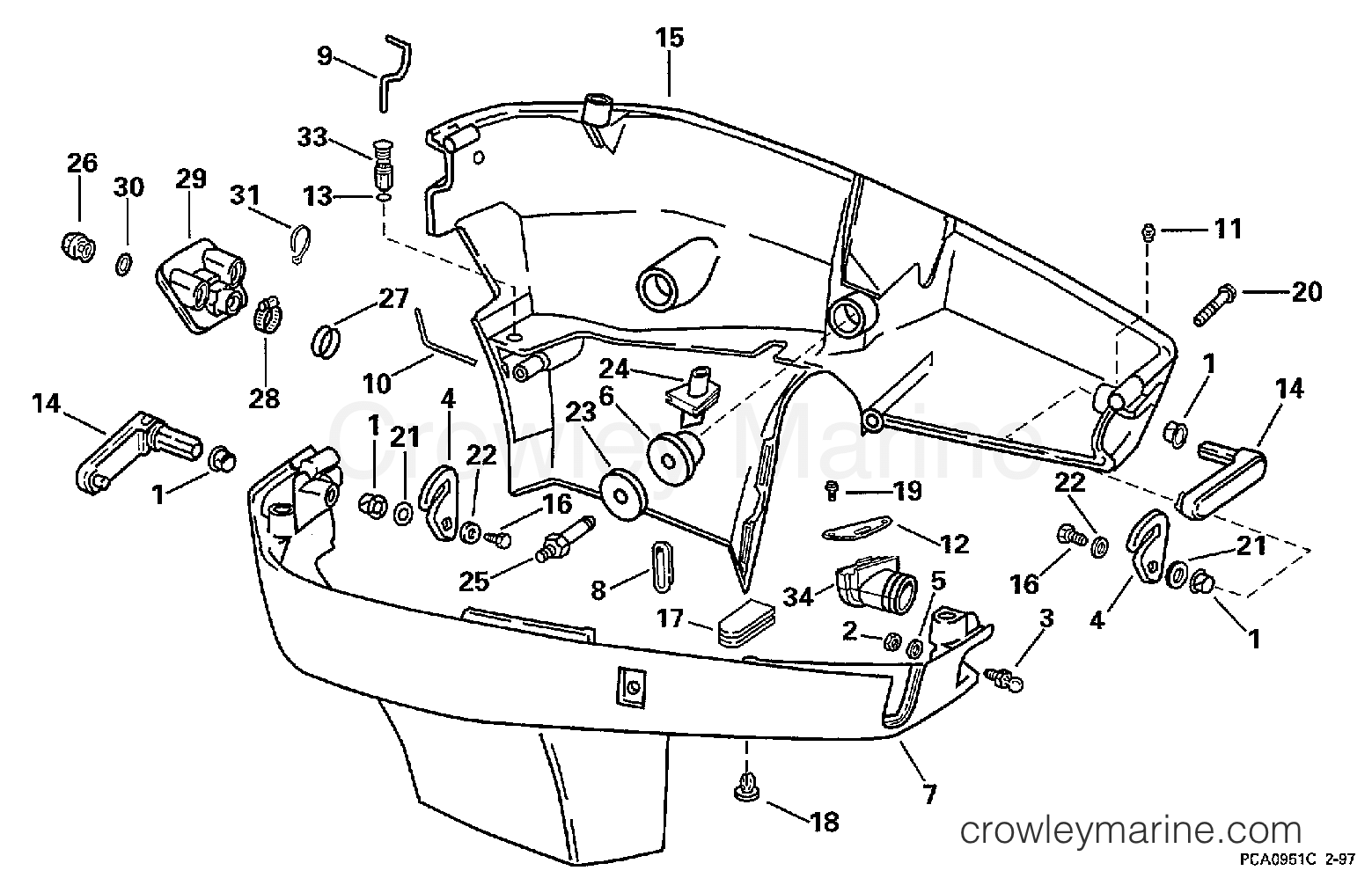 1998 Outboard 200 - SJ200WTPLG - LOWER ENGINE COVER