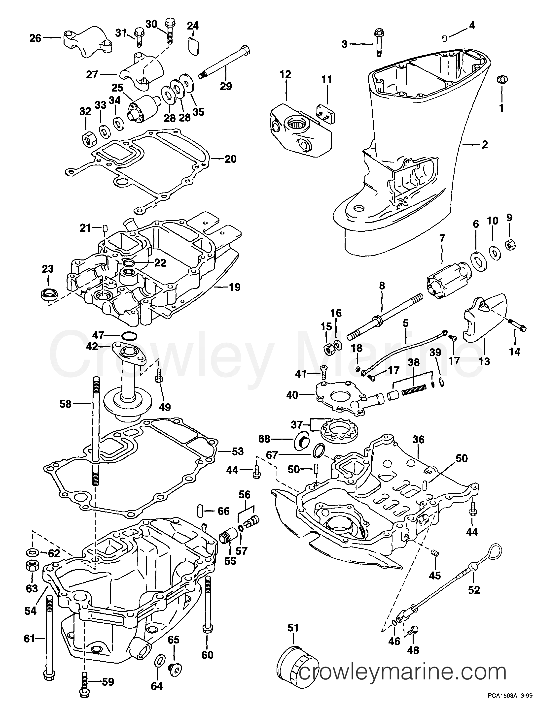 1999 Outboard 50 - E50PL4EES - MIDSECTION & OIL SYSTEM