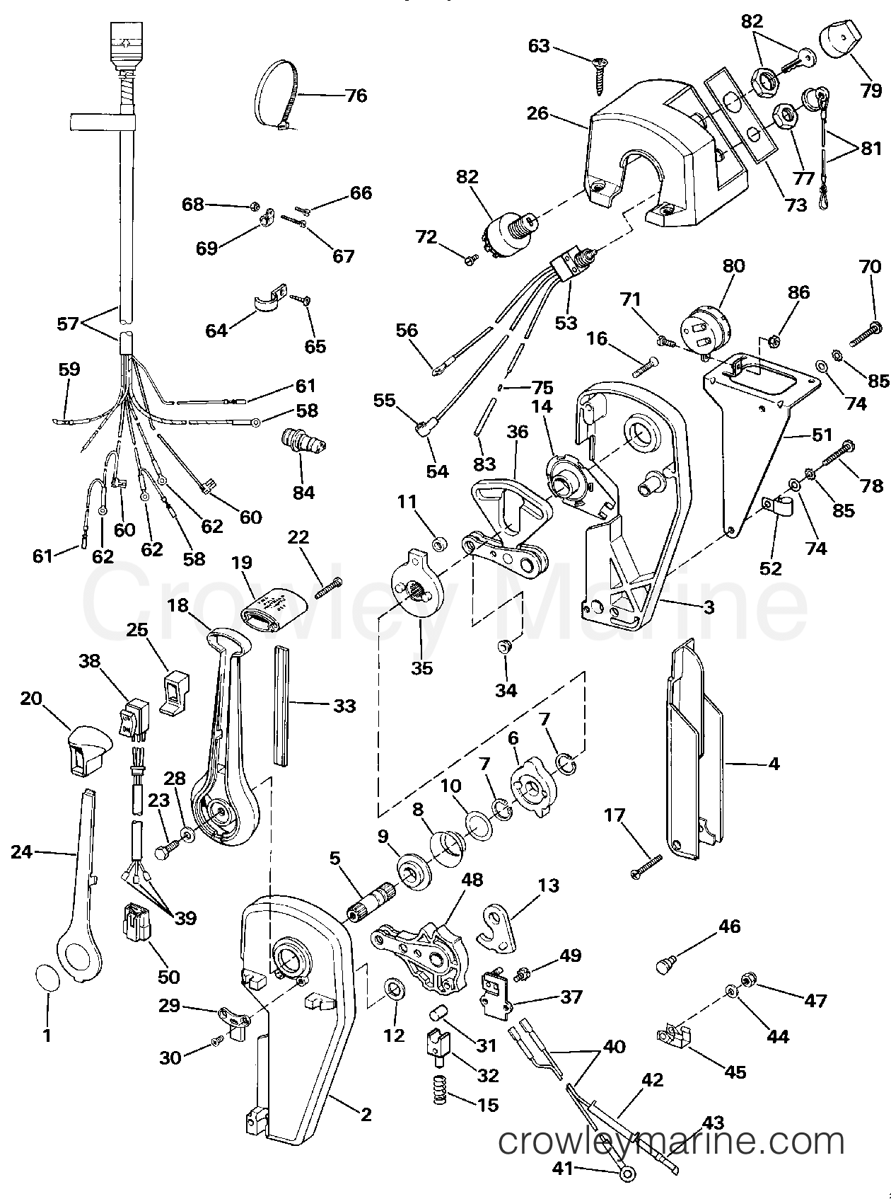 1986 Rigging Accessories - Remote Controls - REMOTE CONTROL - BINNACLE - SINGLE LEVER - PREWIRED