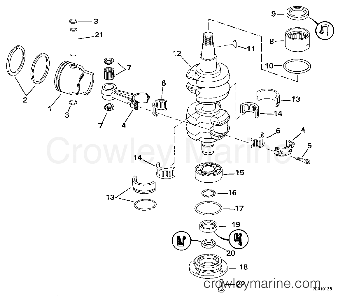 1997 Outboard 40 - BJ40TLEUC - CRANKSHAFT & PISTON