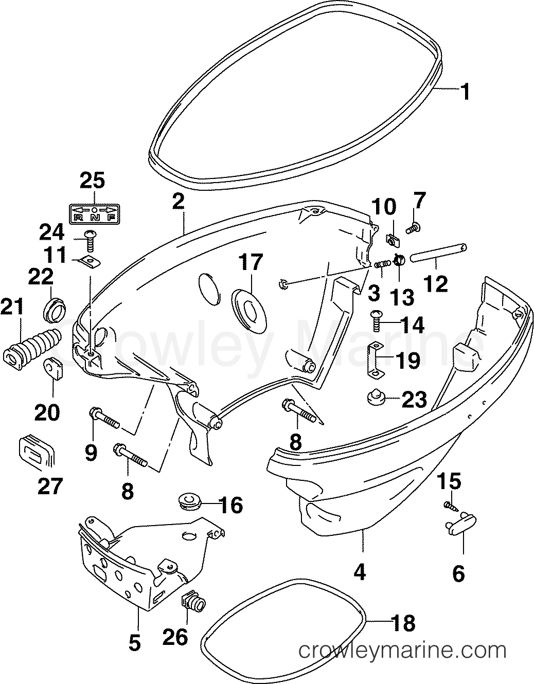 2004 Outboard 10 - J10EL4SRC - LOWER ENGINE COVER