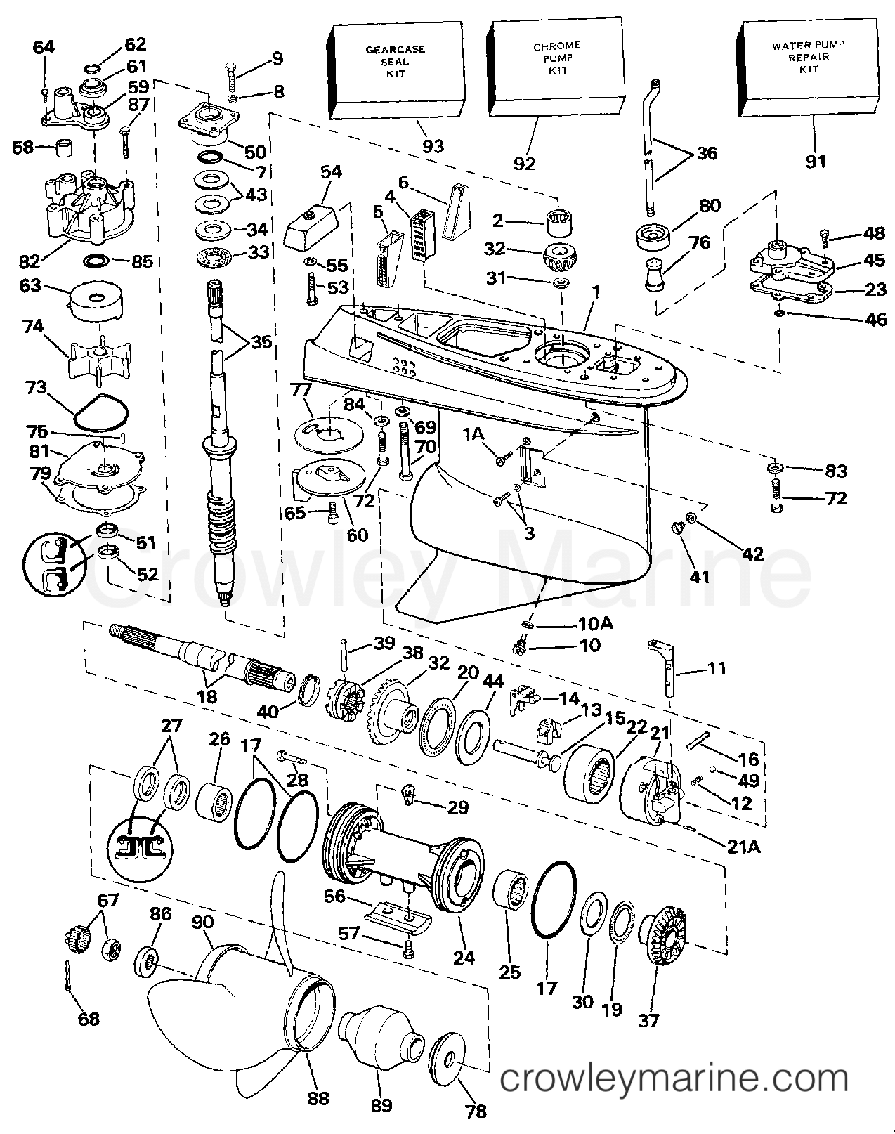 1987 Outboard 300 - J300CLCUR - GEARCASE