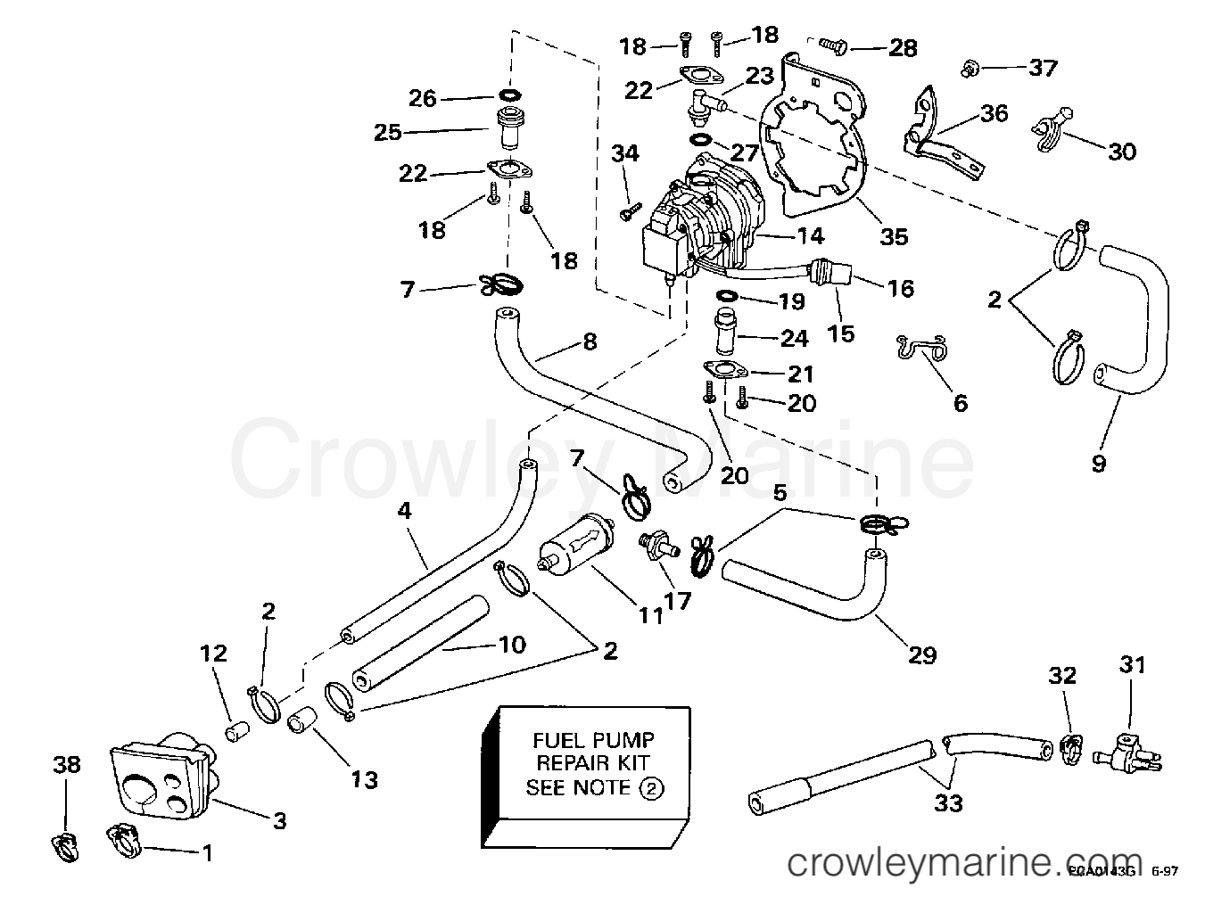 1998 Evinrude Outboards 130 - BE130TLECE FUEL PUMP section