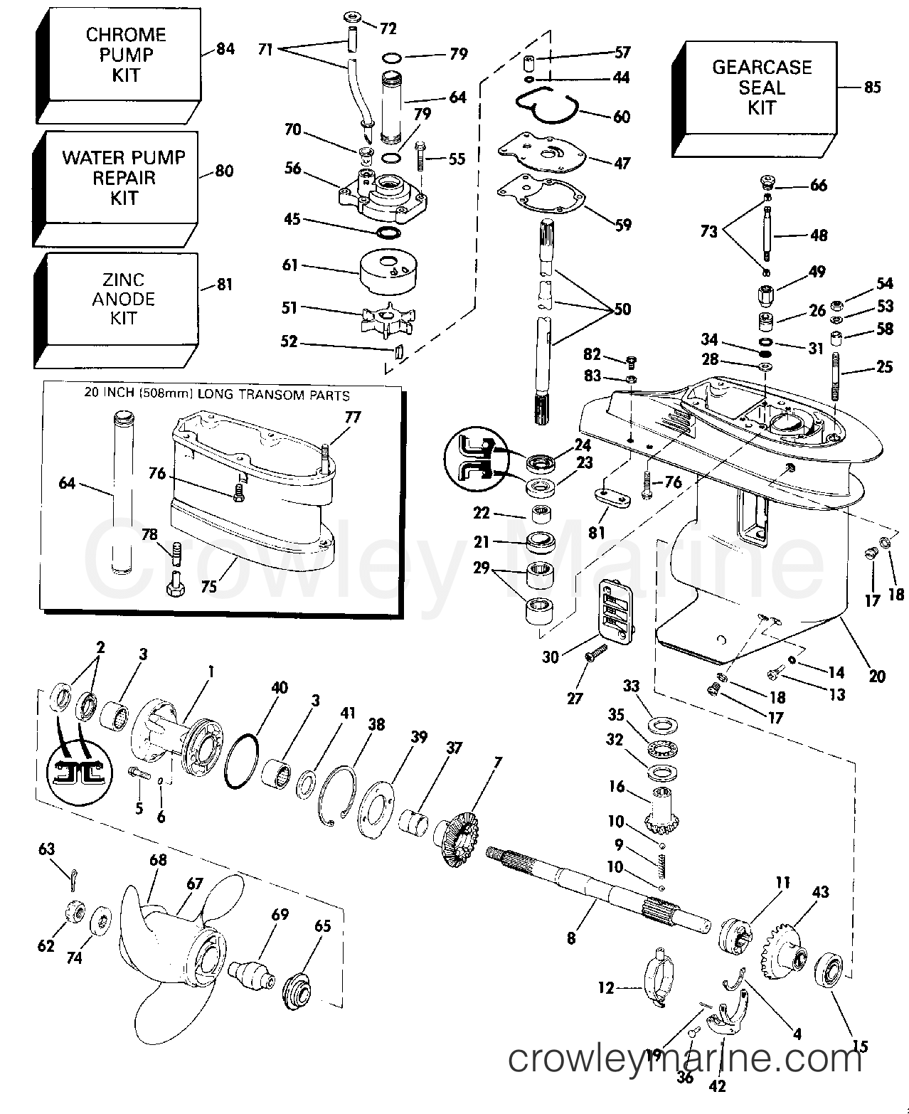 1990 Outboard 30 - VJ30ELESS - GEARCASE
