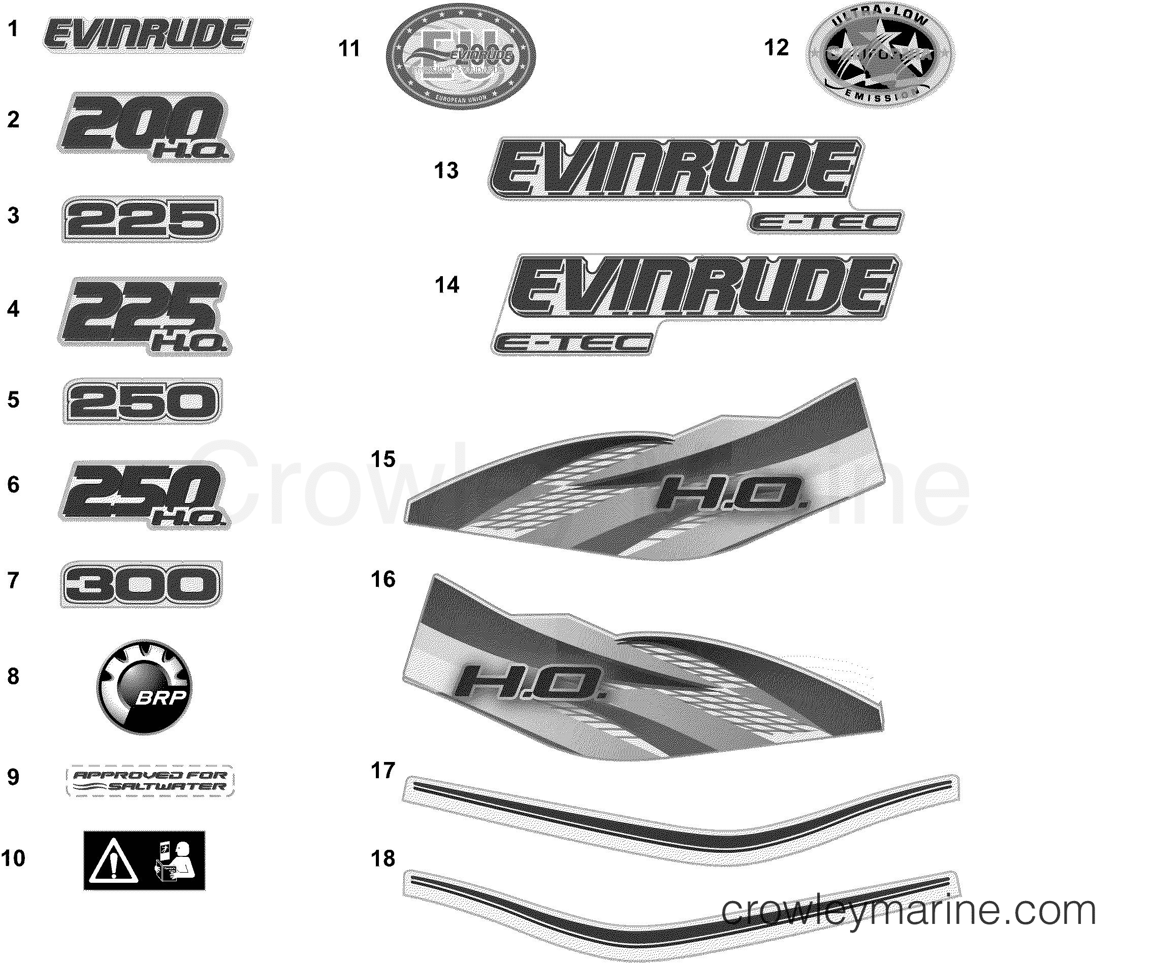 AA Outboard 300 - E300DPXAAA - DECALS - WHITE