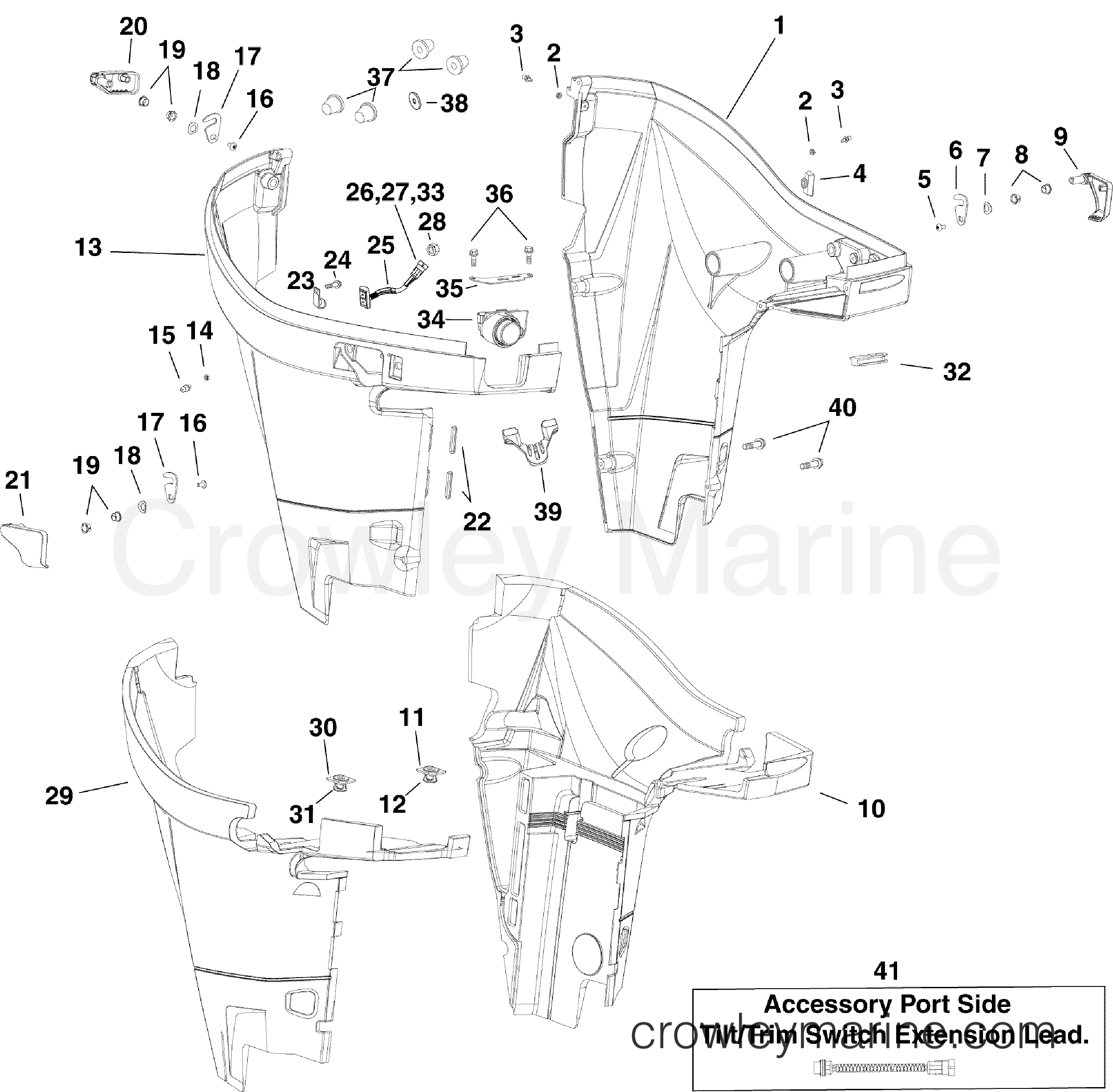 2007 Outboard 225 - E225DPLSUA - LOWER ENGINE COVER