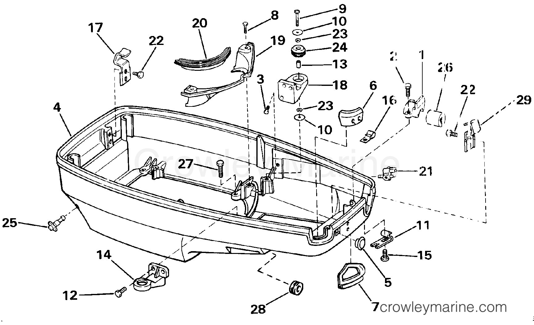 1984 Outboard 60 - E60ELCRE - LOWER ENGINE COVER