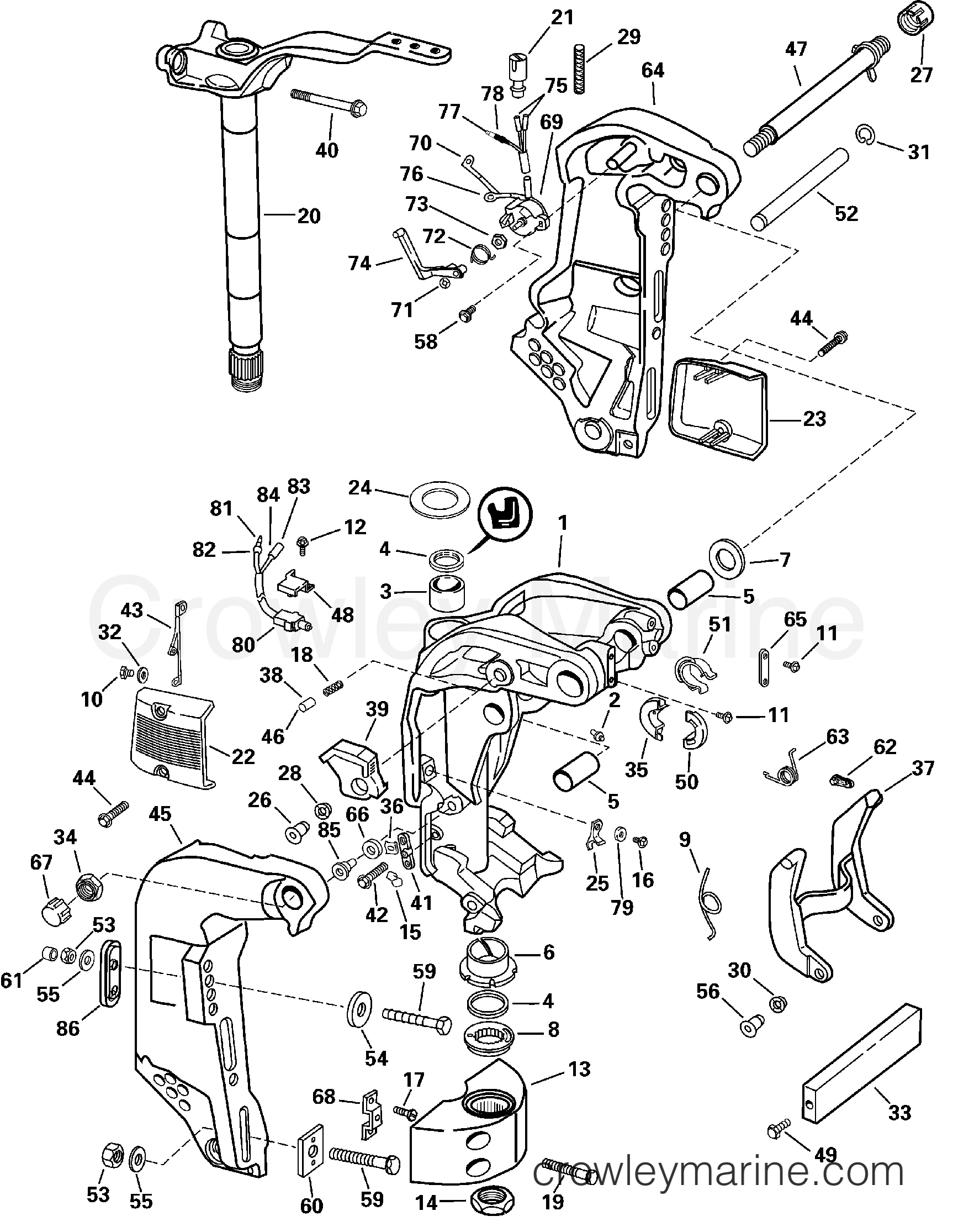 2000 Outboard 100 - J100WPLSSR - MIDSECTION