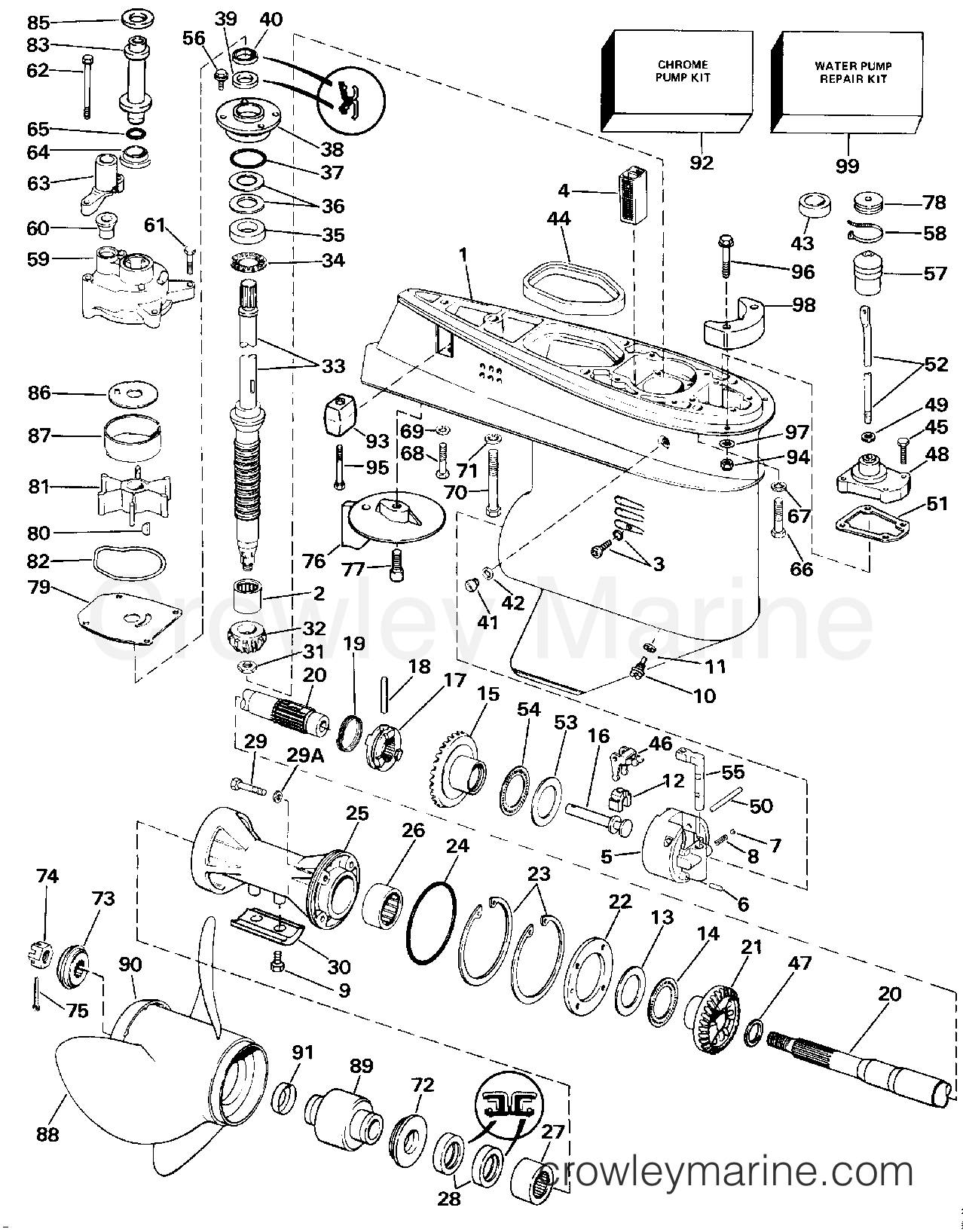 1986 Outboard 55 - J55RWLCDC - GEARCASE