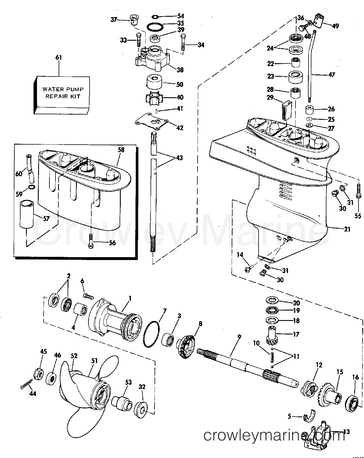 1977 Outboard 9.9 - 10E77A - GEARCASE