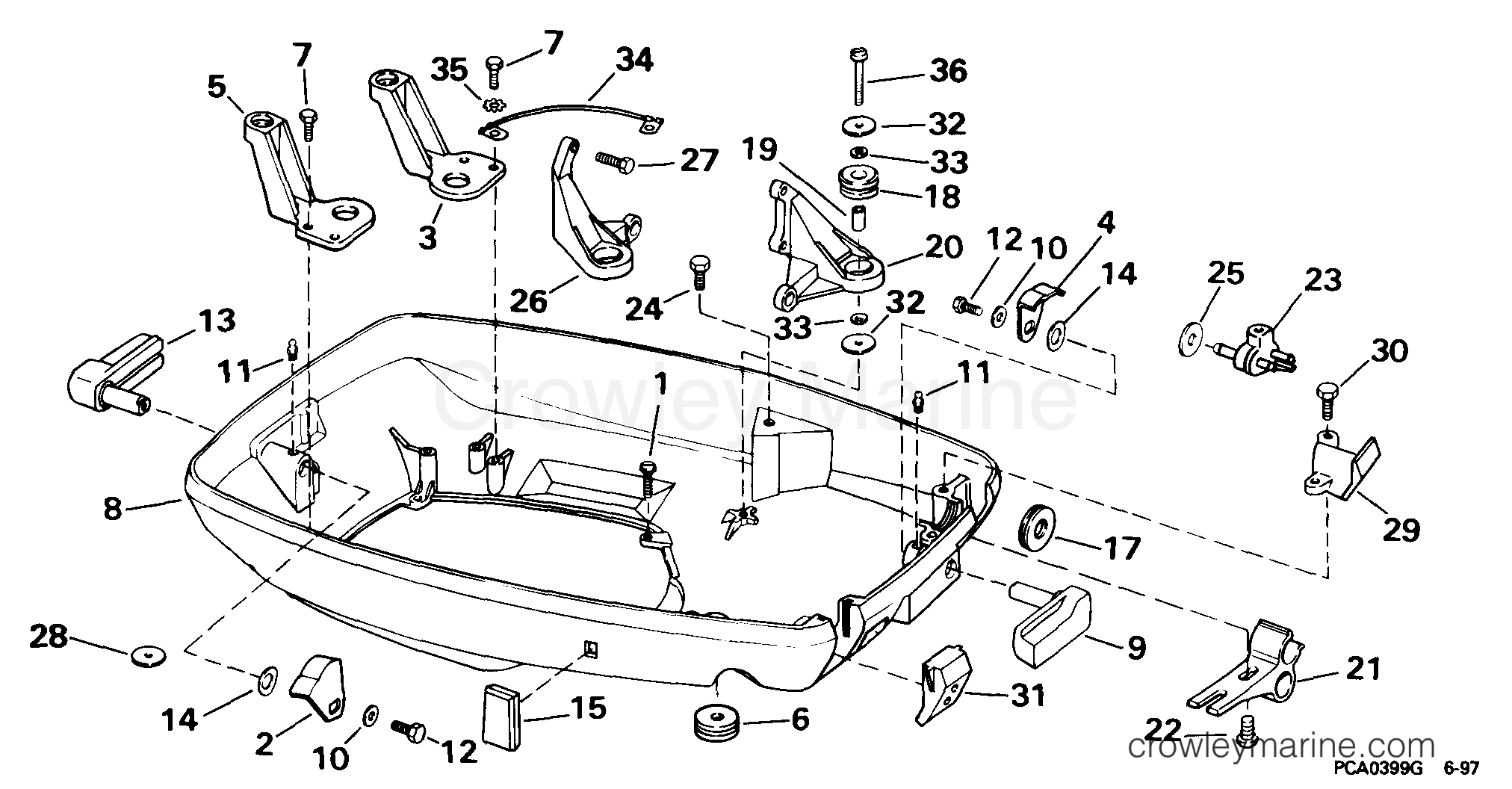 1999 Outboard 65 - J65WELEES - LOWER ENGINE COVER