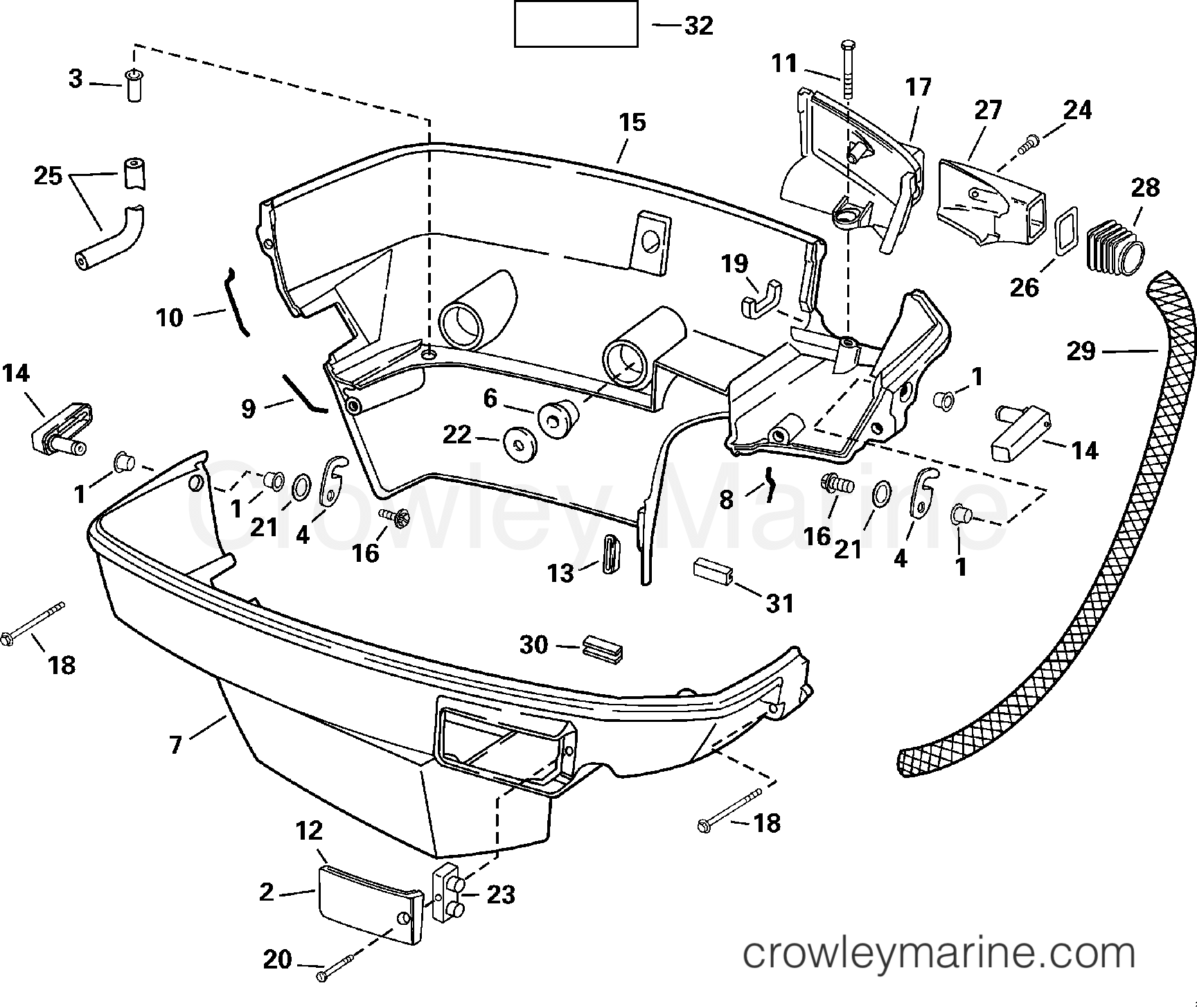 2000 Outboard 150 - J150VCSSS - LOWER ENGINE COVER