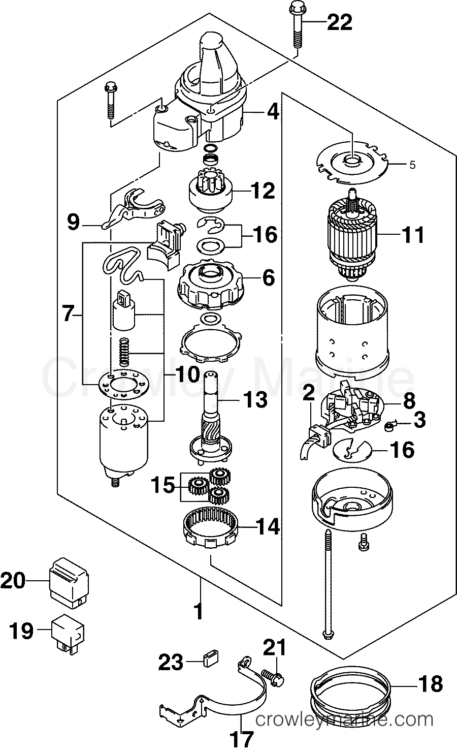 2005 Outboard 40 - J40PL4SOB - STARTER MOTOR
