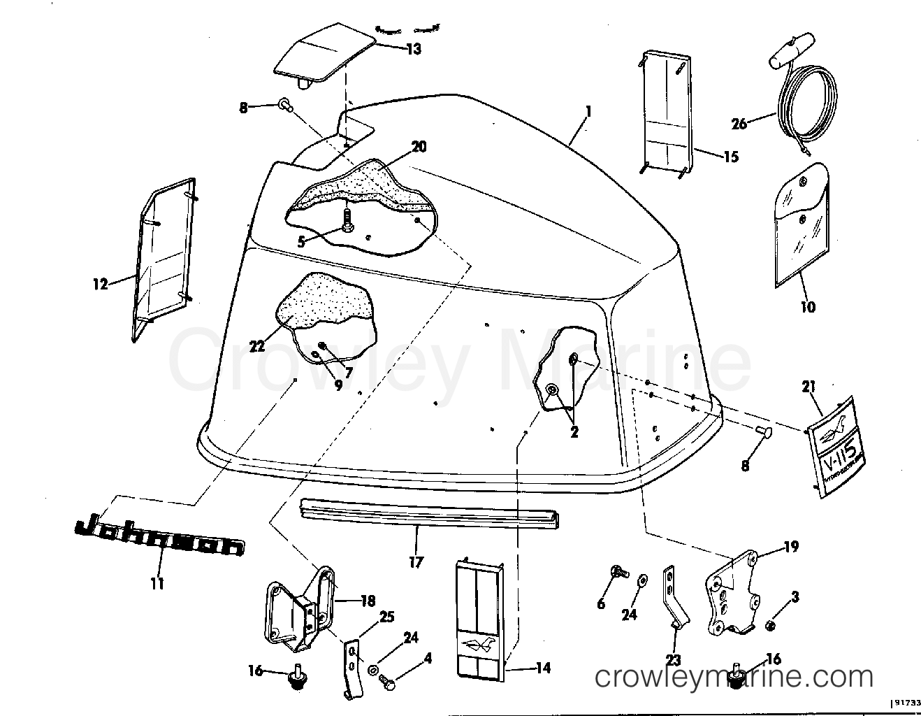 1969 Johnson Outboards 115 - 115ESL69E MOTOR COVER GROUP section