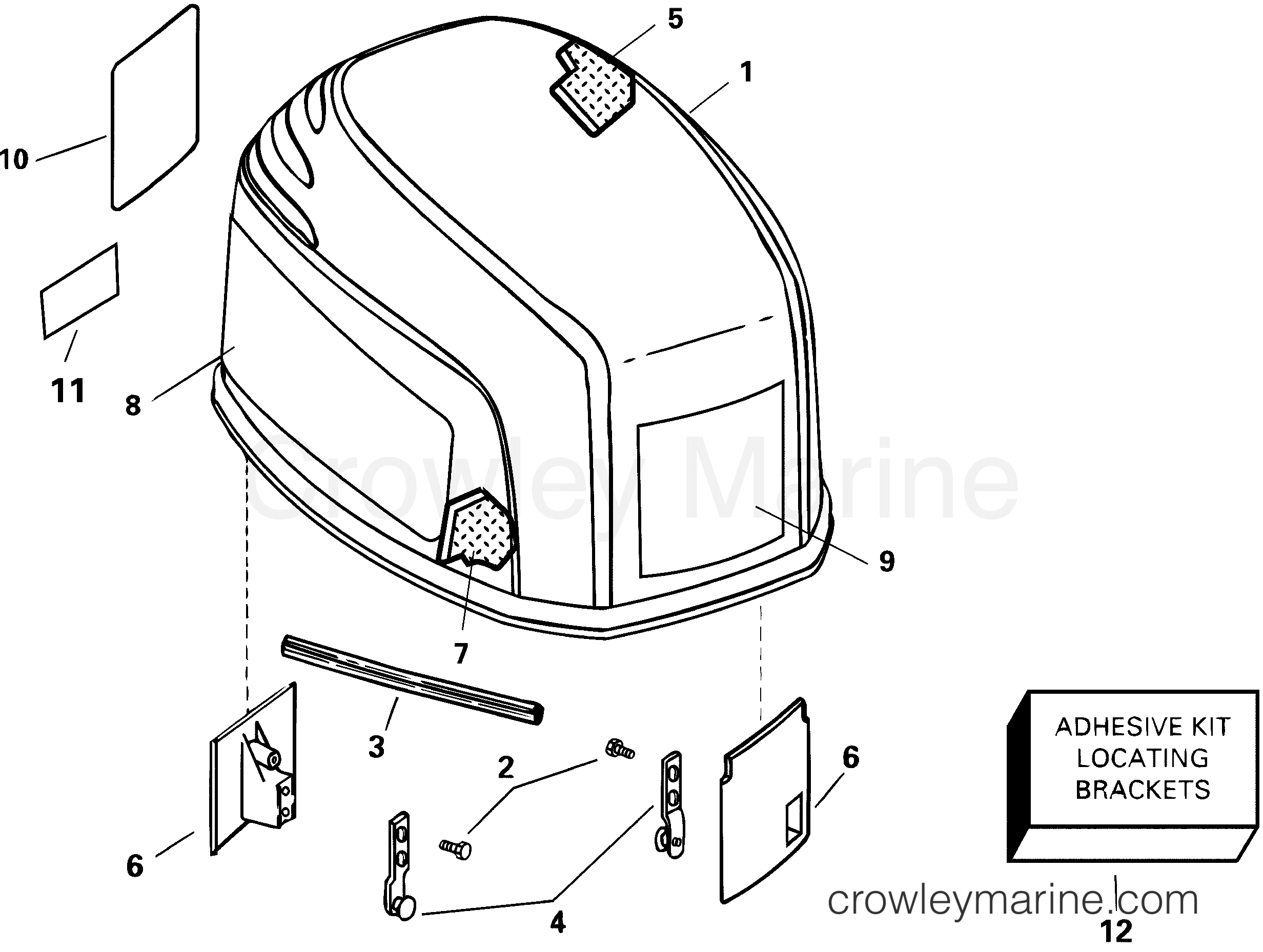 2001 Outboard 105 - J105WPLSIF - ENGINE COVER - WP MODELS