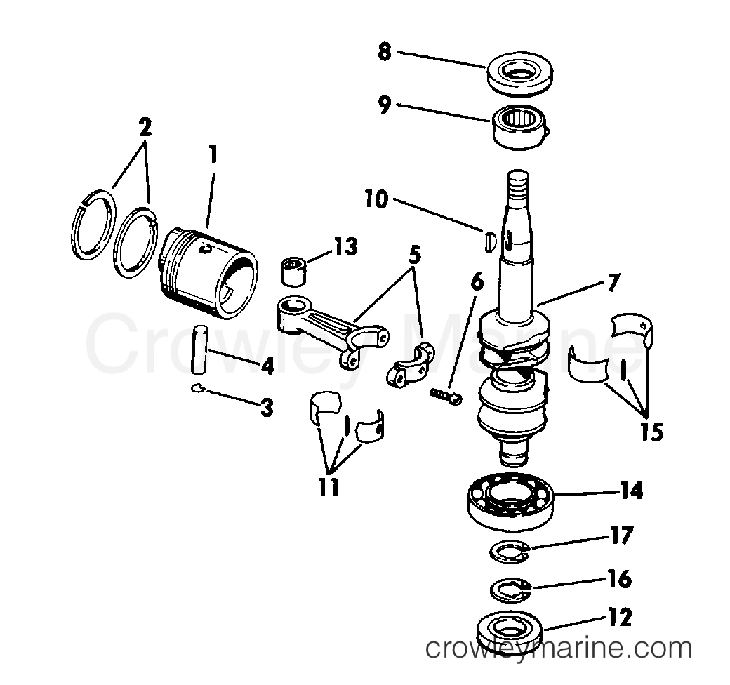 1980 Outboard 4 - E4RLCSS - CRANKSHAFT & PISTON