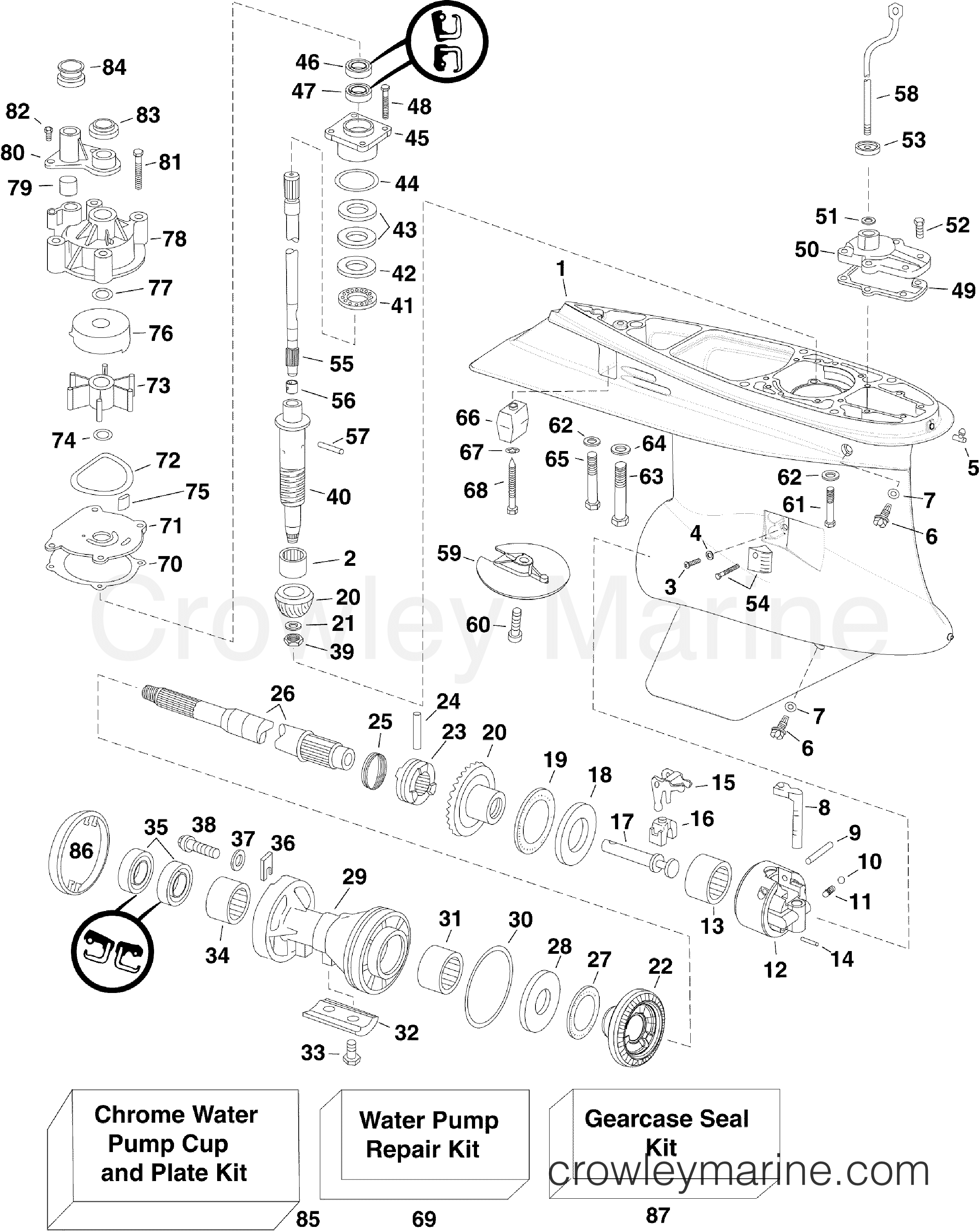 2008 Outboard 150 - E150DHLSCF - GEARCASE