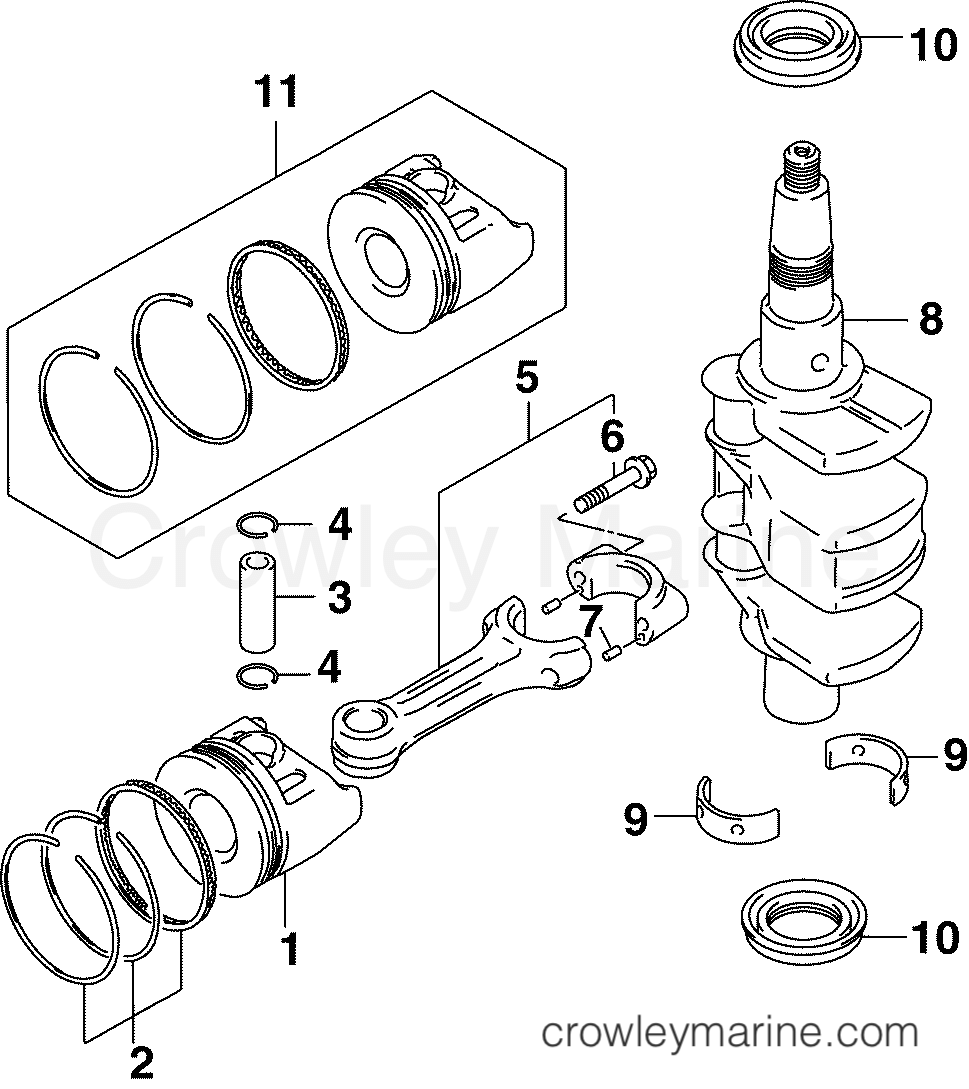 2005 Outboard 15 - J15R4SOA - CRANKSHAFT & PISTONS