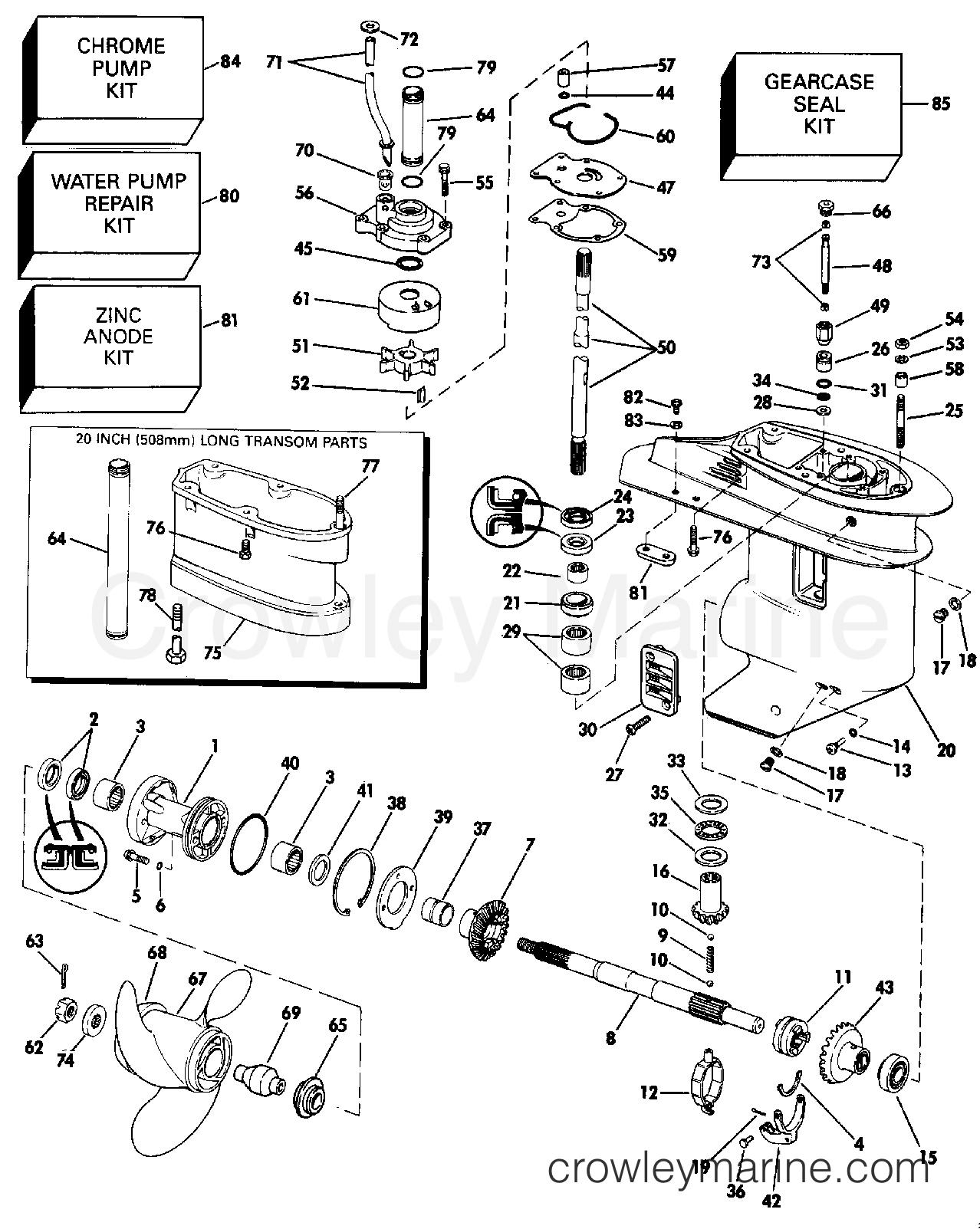 1990 Outboard 30 - J30TEESS - GEARCASE