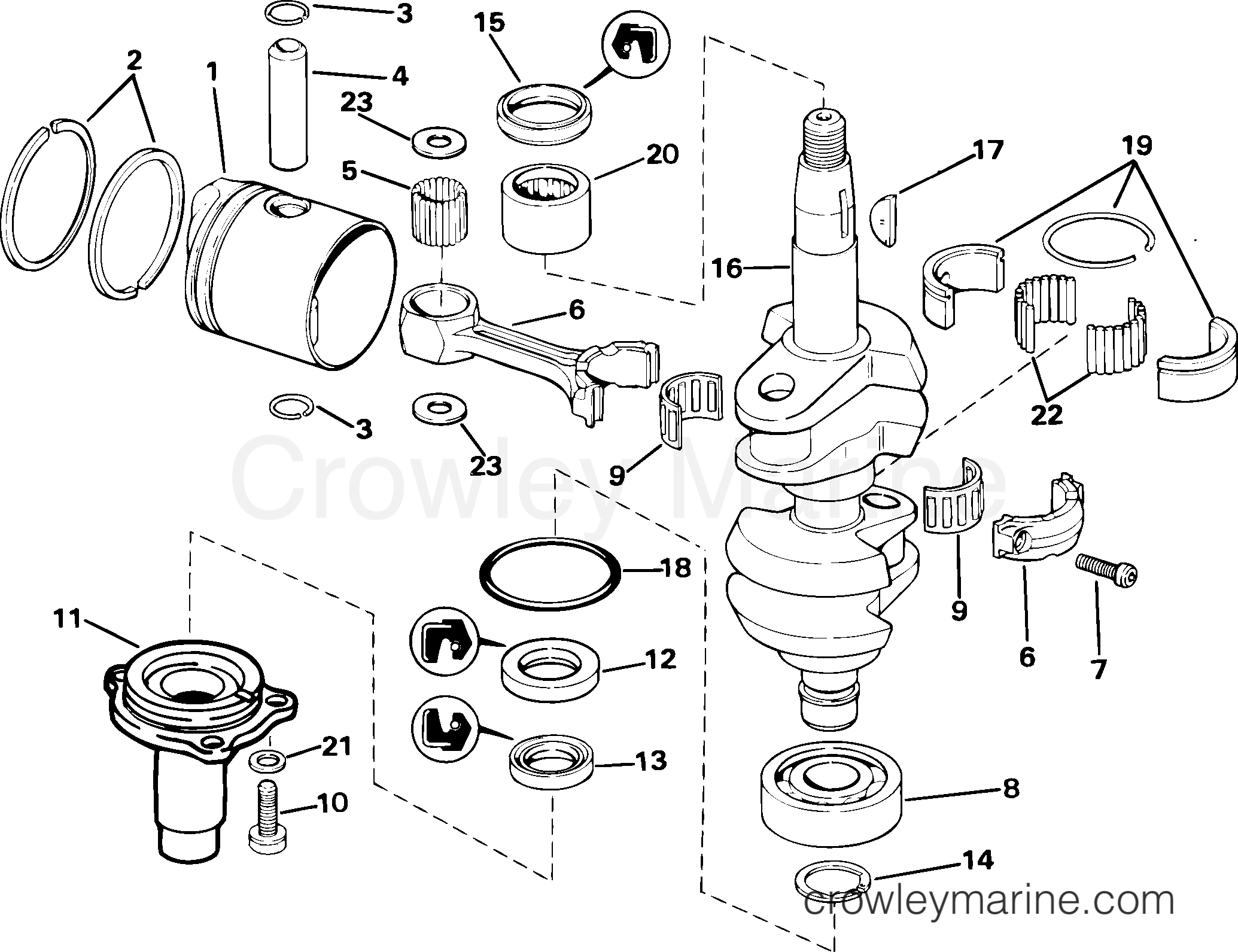 2003 Outboard 15 - J15RSTD - CRANKSHAFT & PISTON