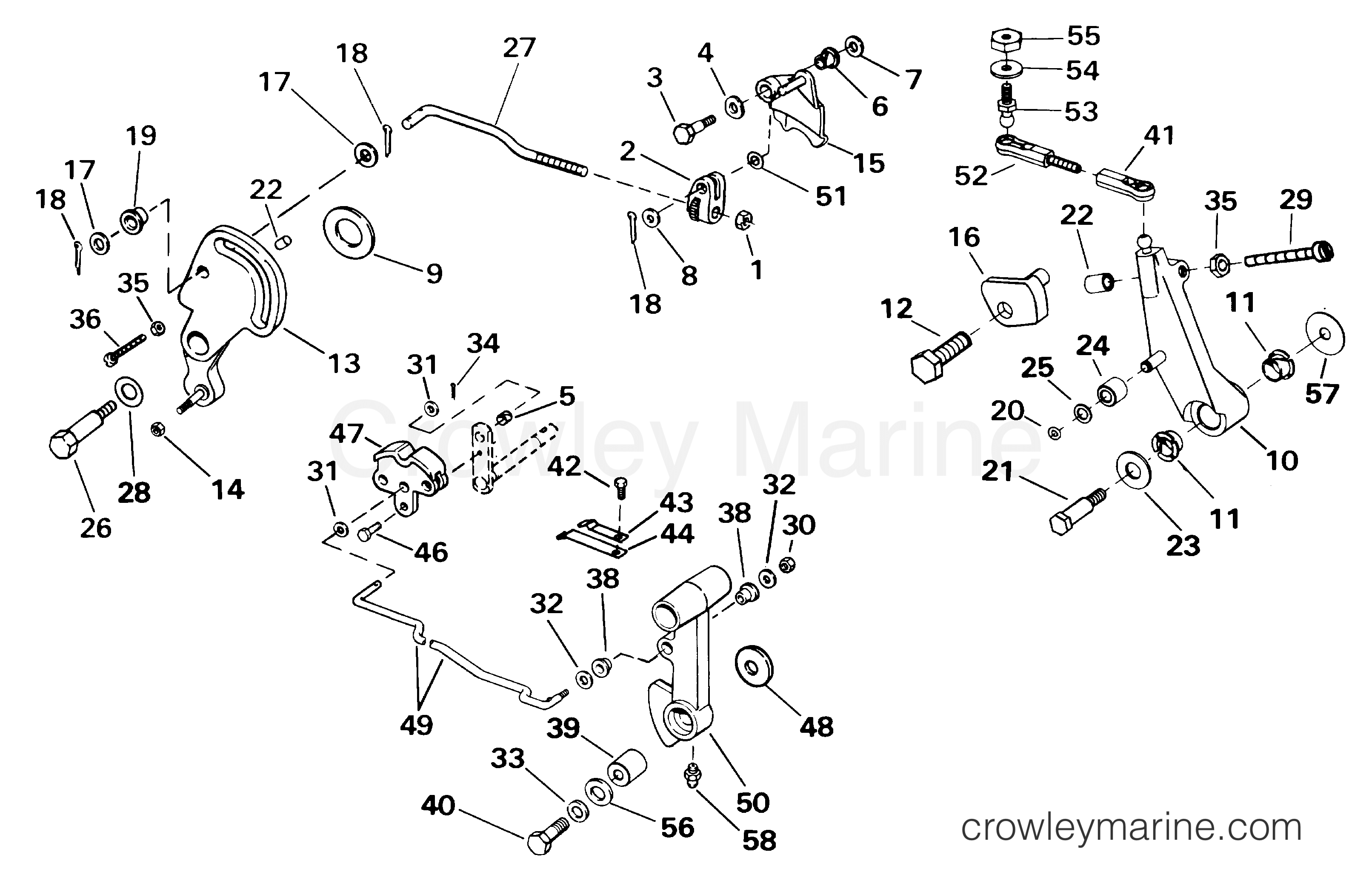 2001 Outboard 40 - J40WRYSIR - SHIFT THROTTLE LINKAGE