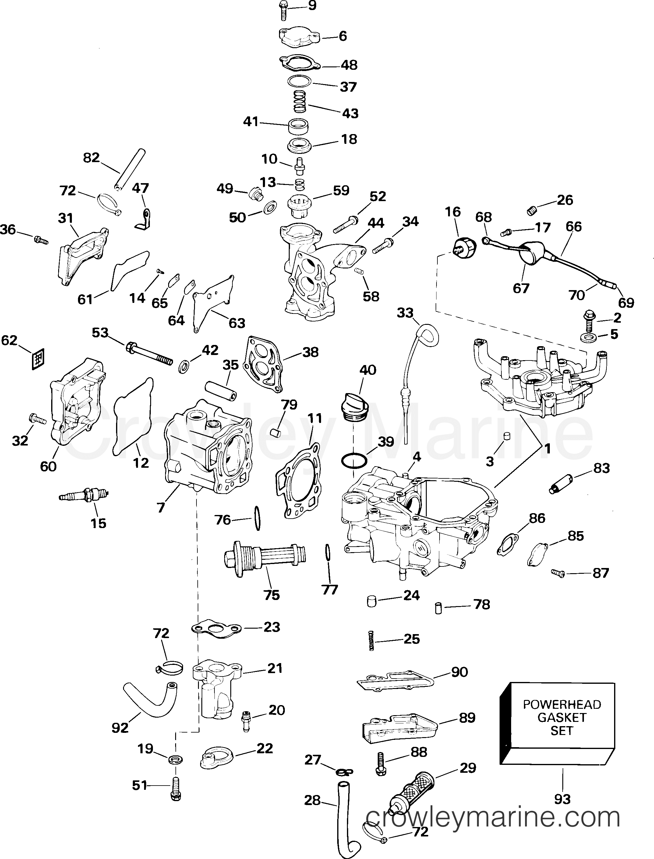 2004 Outboard 6 - J6RL4SRC - CYLINDER HEAD & CRANKCASE