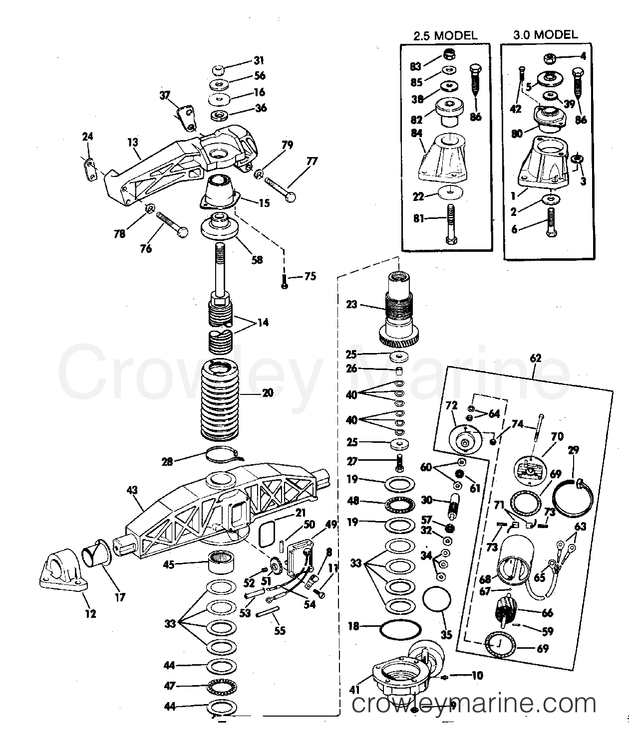 1982 Stern Drive 2.5 - 252FTHRCNC - ENGINE MOUNT GROUP 2.5, 3.0 LITRE MODELS WITH SELECTRIM