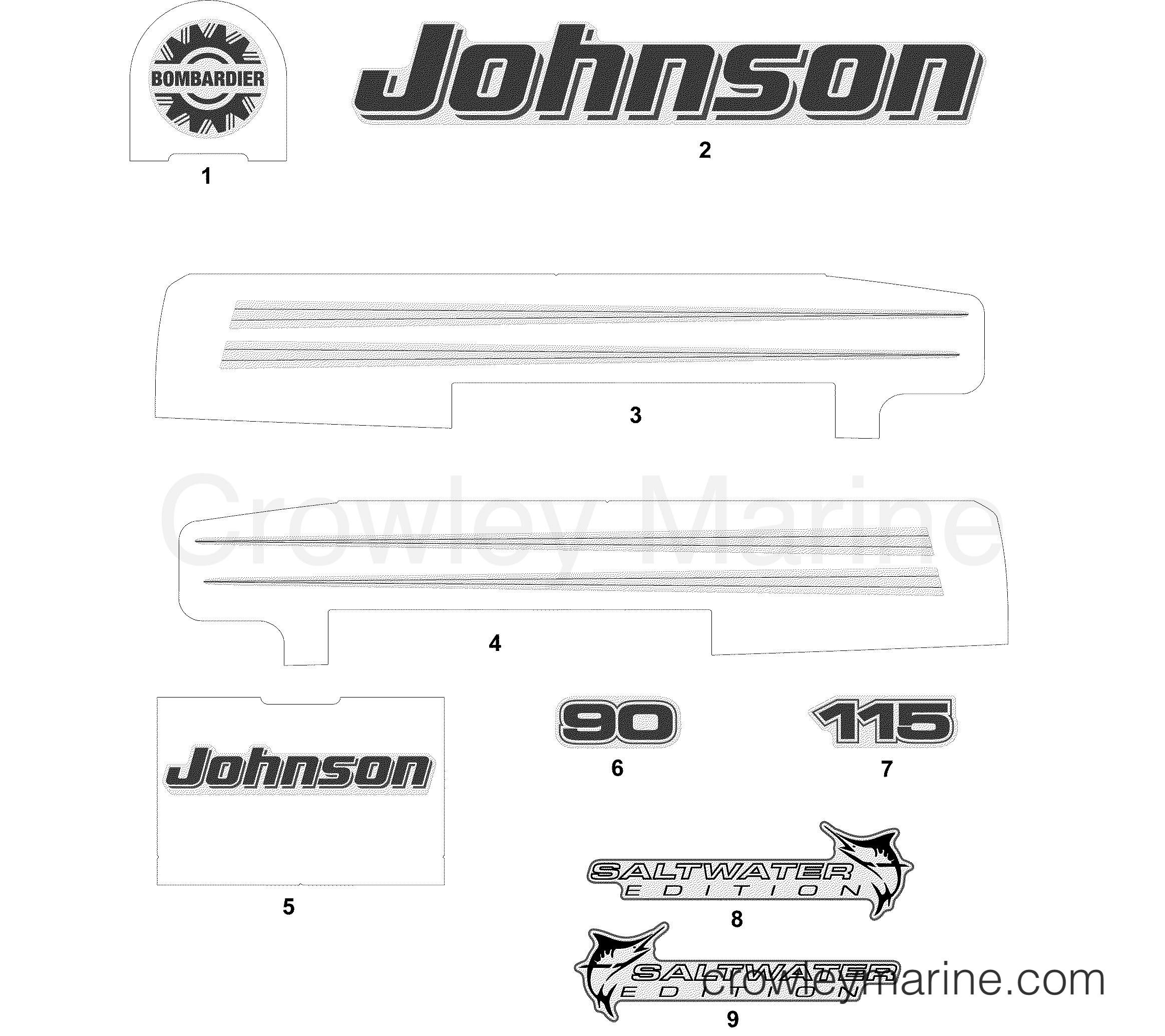 2005 Outboard 115 - J115PXSOR - DECALS WHITE MODELS