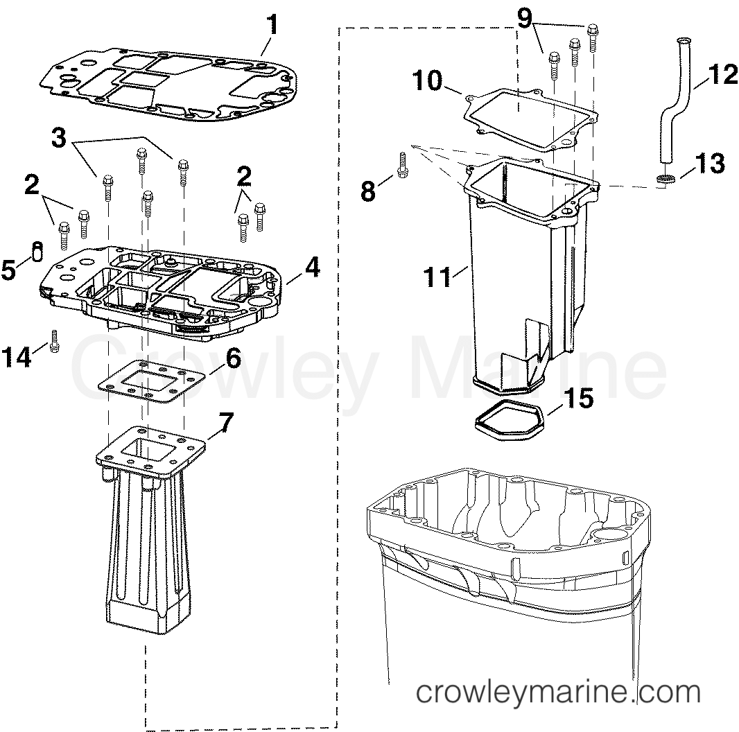 2004 Outboard 90 - E90DPXSRC - EXHAUST ADAPTER / INNER HOUSING