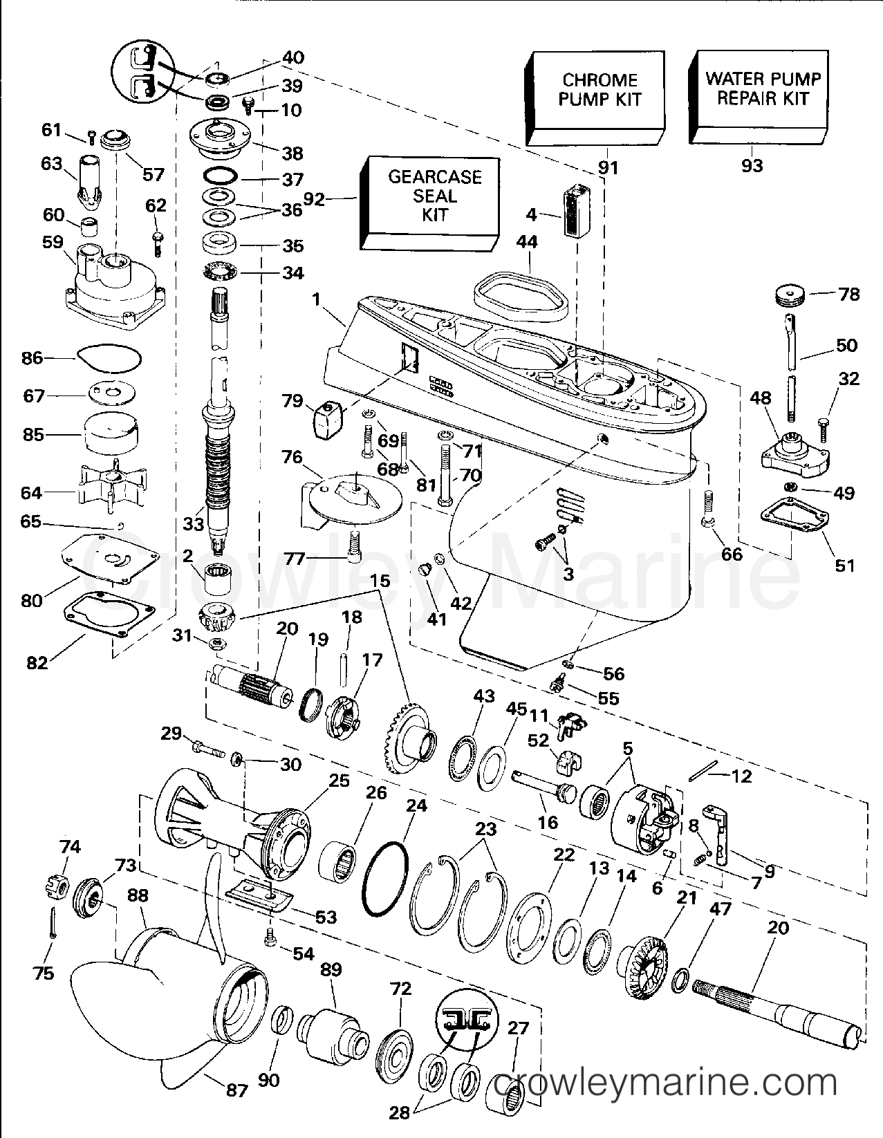 1994 Outboard 60 - J60TTLERV - GEARCASE