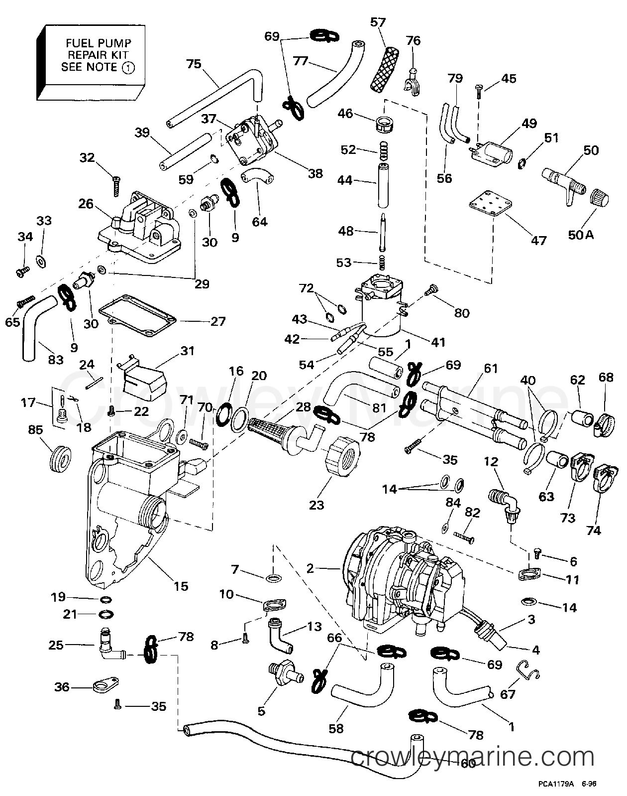 1998 Outboard 80 - J115JTLECS - FUEL BRACKET & COMPONENTS