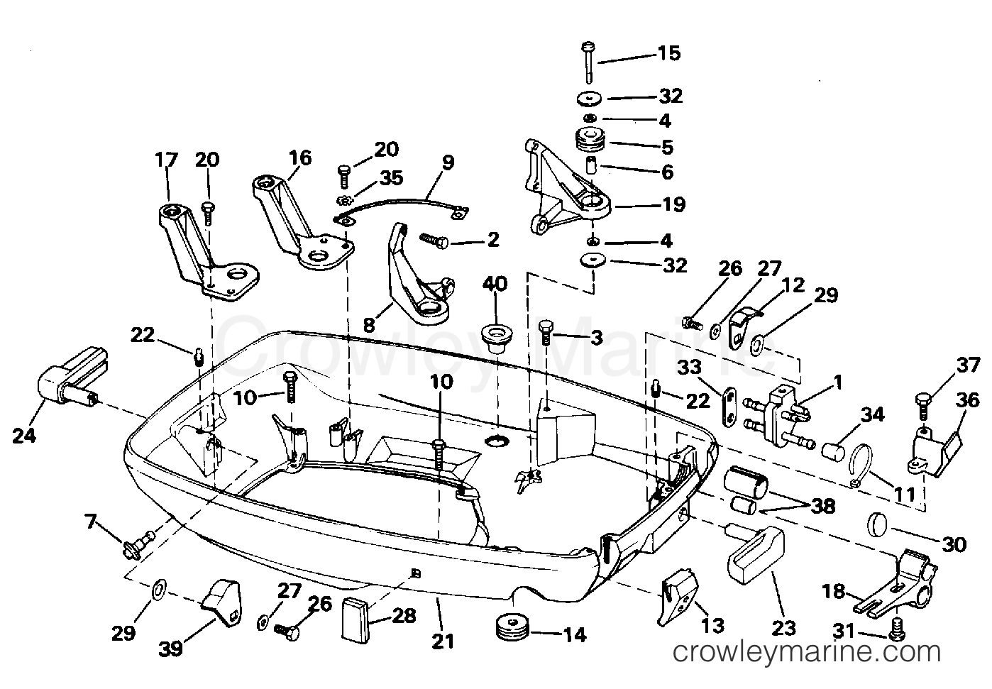 1995 Outboard 60 - J60TLEOC - LOWER ENGINE COVER