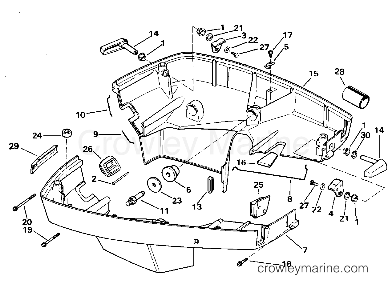 1995 Outboard 130 - J130TLEOA - LOWER ENGINE COVER