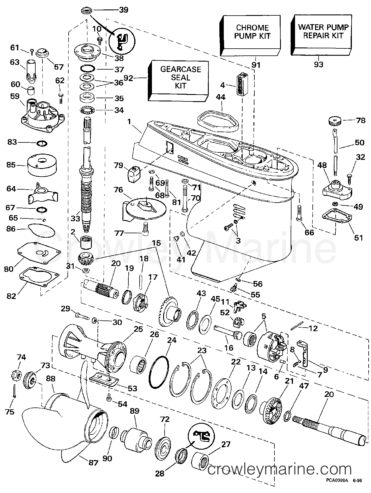 1997 Outboard 50 - J50TTLEUR - GEARCASE