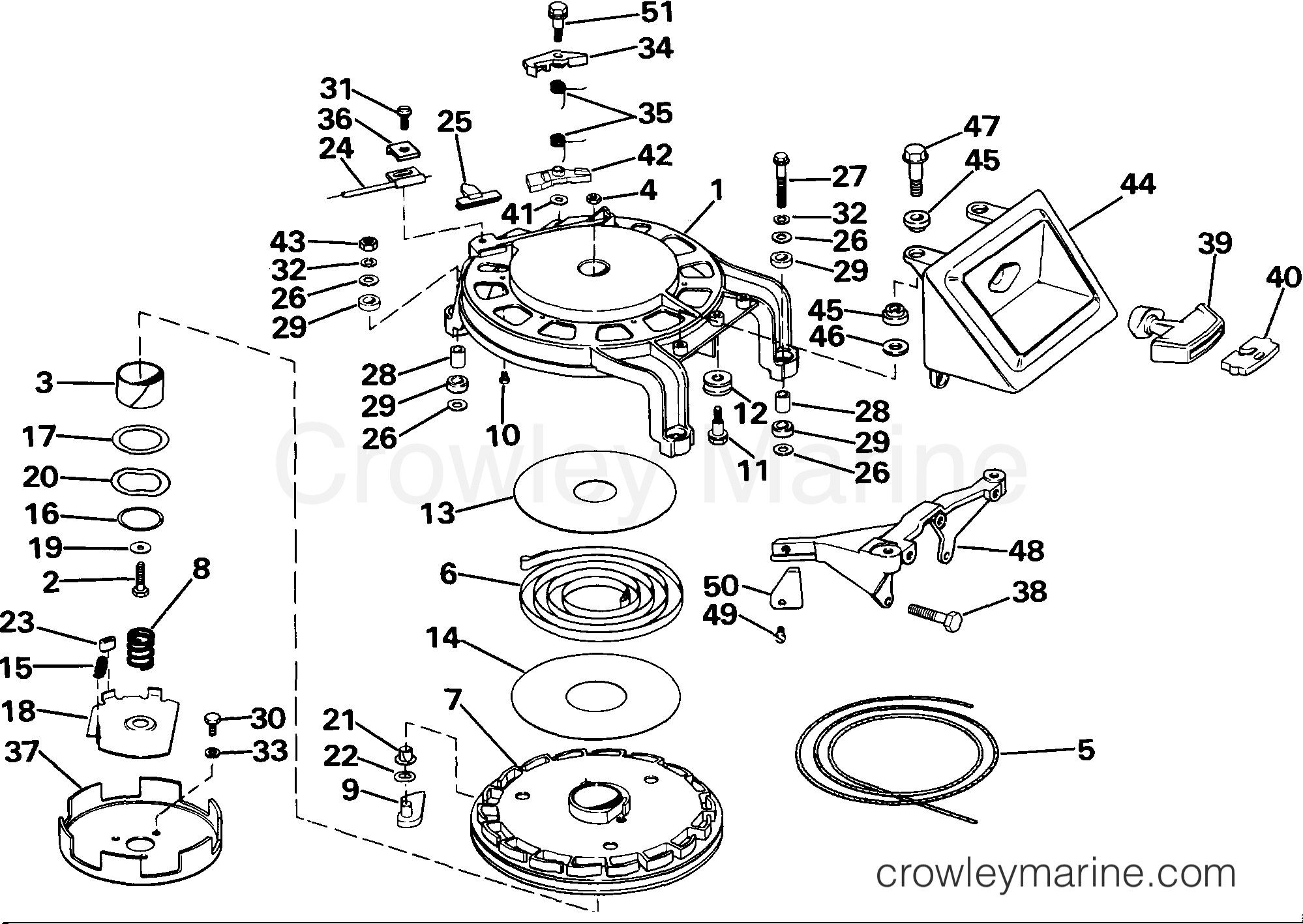 1985 Outboard 65 - J65TELCOC - REWIND STARTER