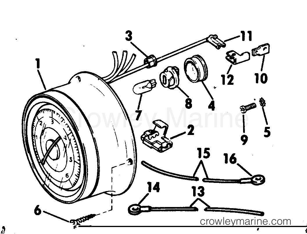 1982 Rigging Accessories - Instruments - TACHOMETER ASSY. SURFACE MOUNT 9.9 THRU 235 ELE START ONLY